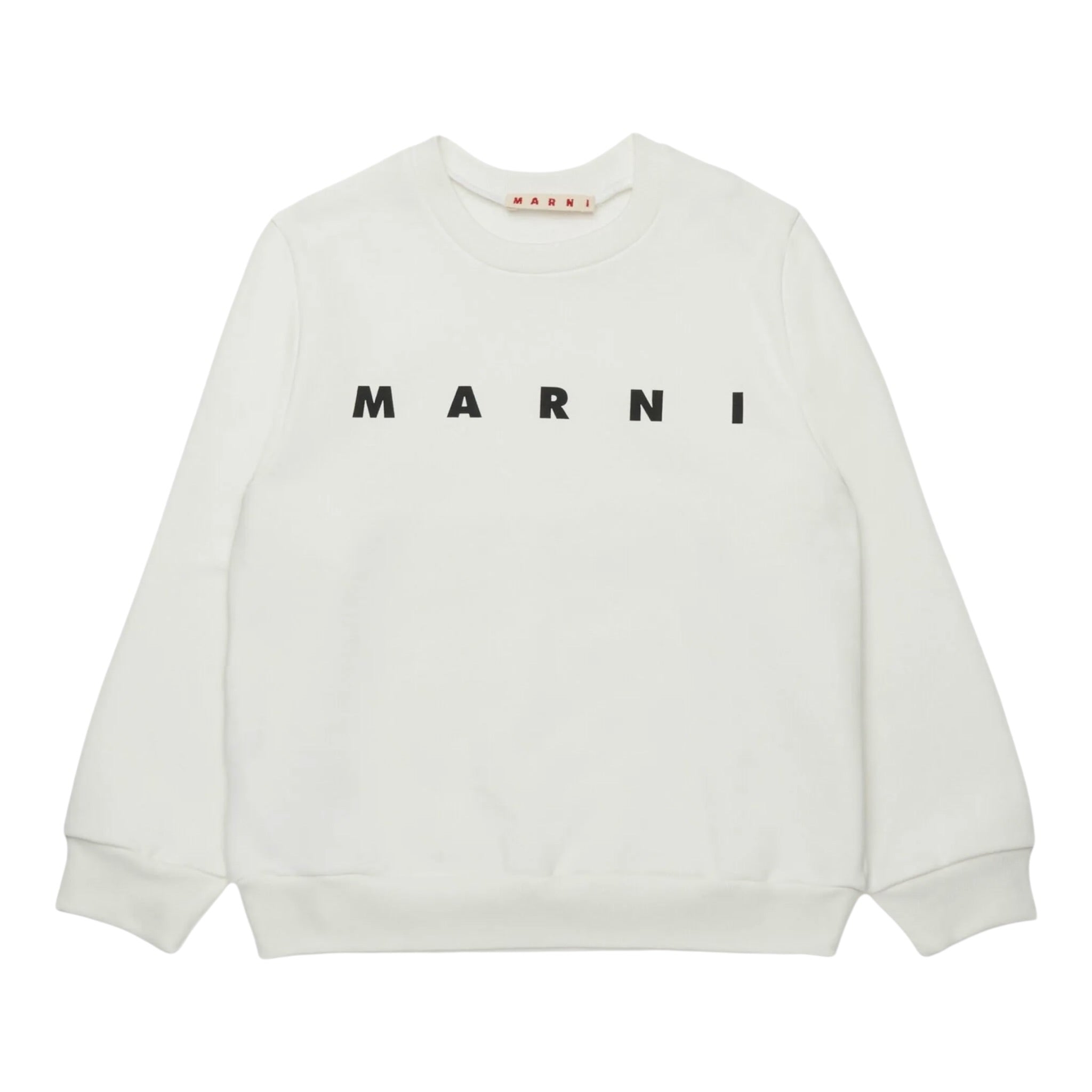 Marni Felpa Chiusa Girocollo tinta unita con Logo Bianco per Bambino M01612 BIANCO MARNI 
