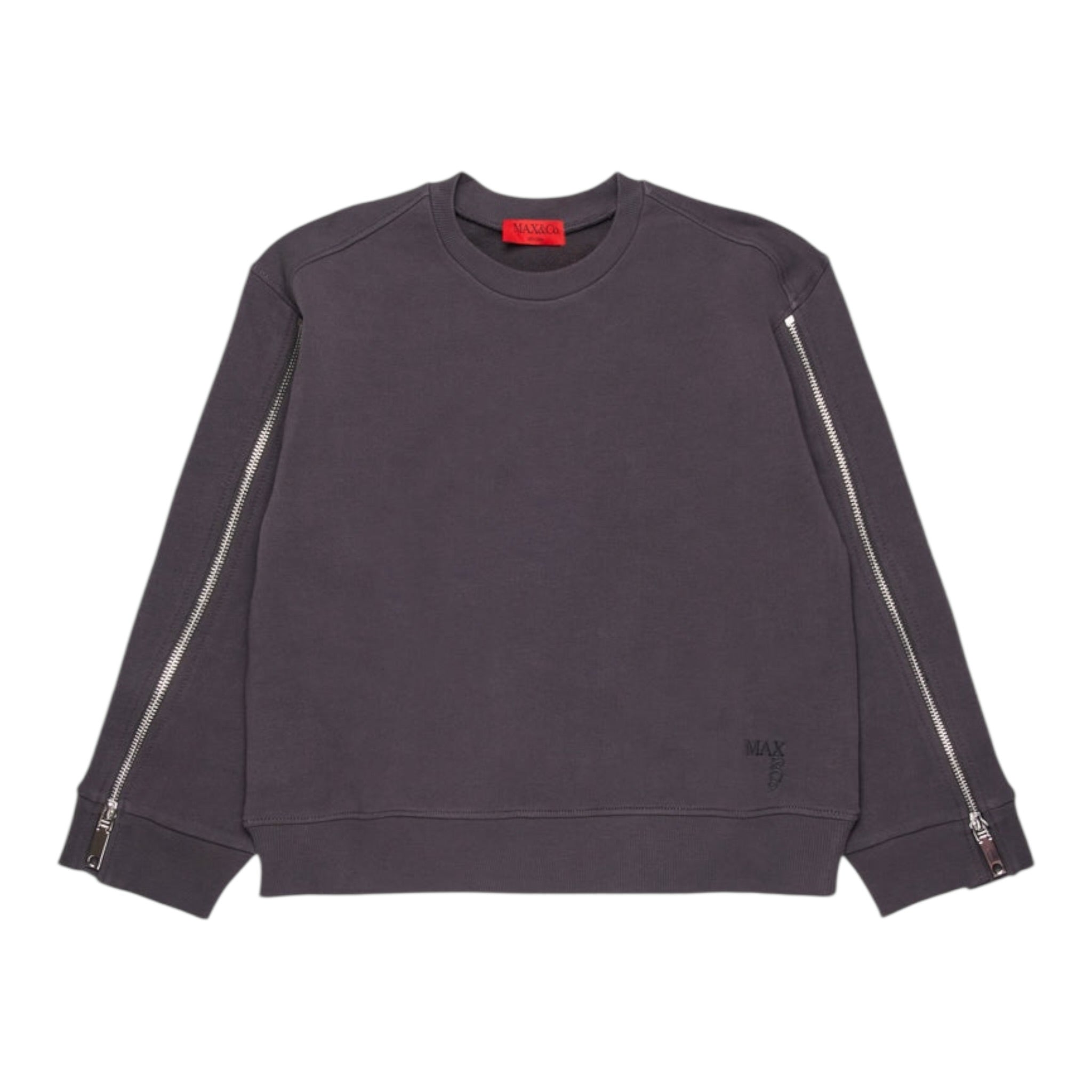 Max&Co. Felpa Girocollo tinta unita con Zip Grigio per Bambina MX0184 GRIGIO MAX&Co. 