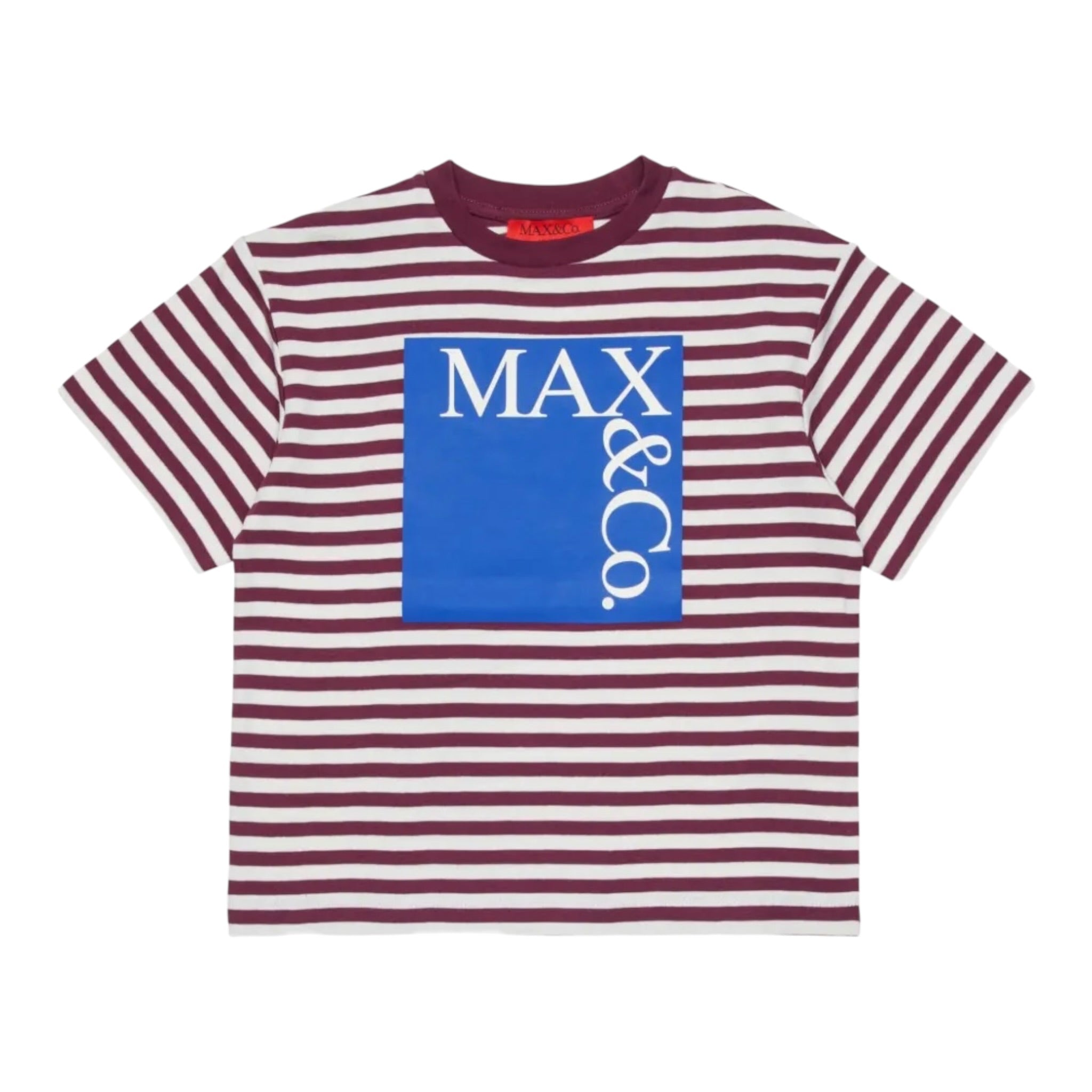 Max&Co. T-Shirt Bicolore con Fantasia A Righe Bianco/Bordeaux per Bambina MX0192 BIANCO/BORDEAUX MAX&Co. 