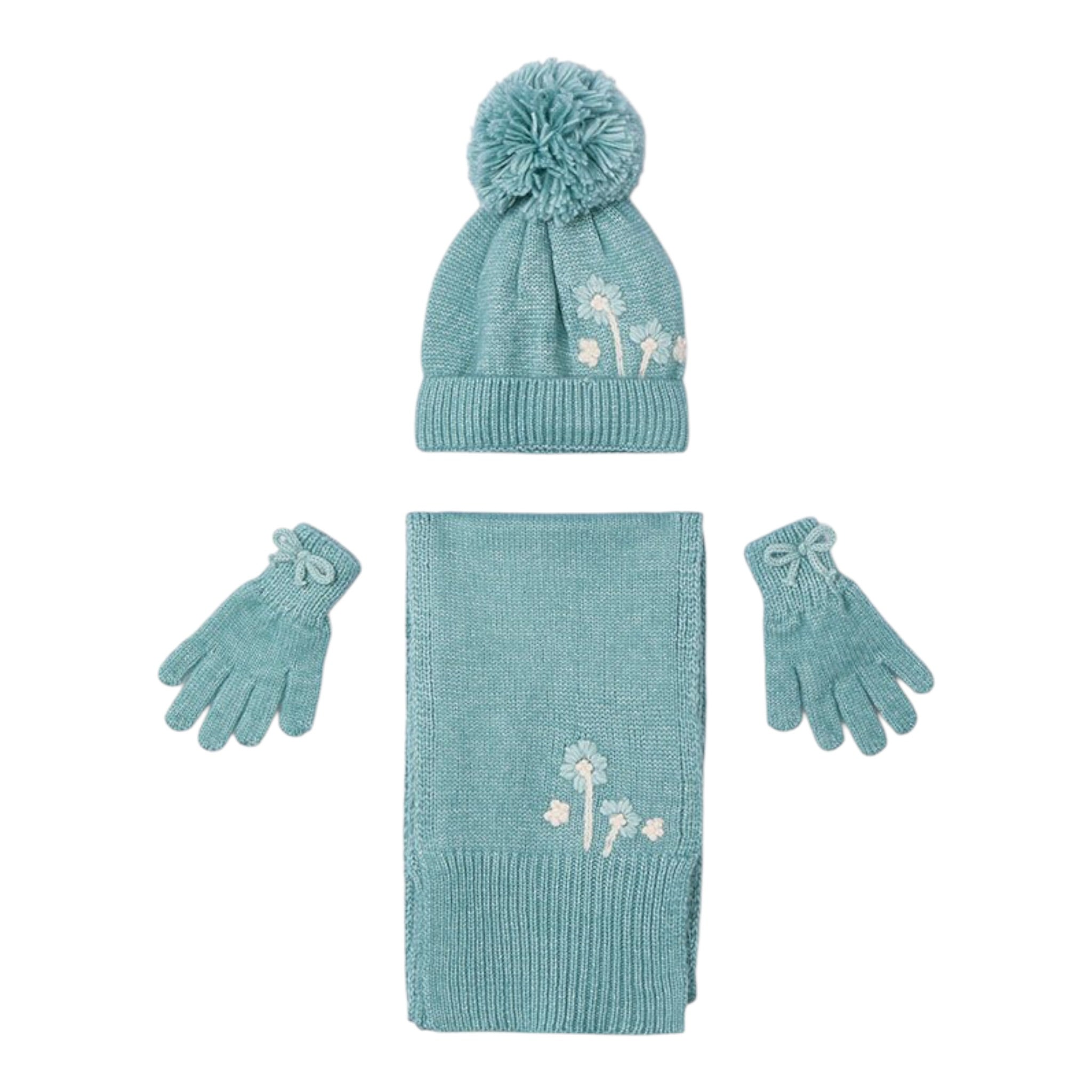 Mayoral Set 3 Pezzi Sciarpa-Cappello-Guanti Verde Acqua per Bambina 10826 VERDE ACQUA MAYORAL 