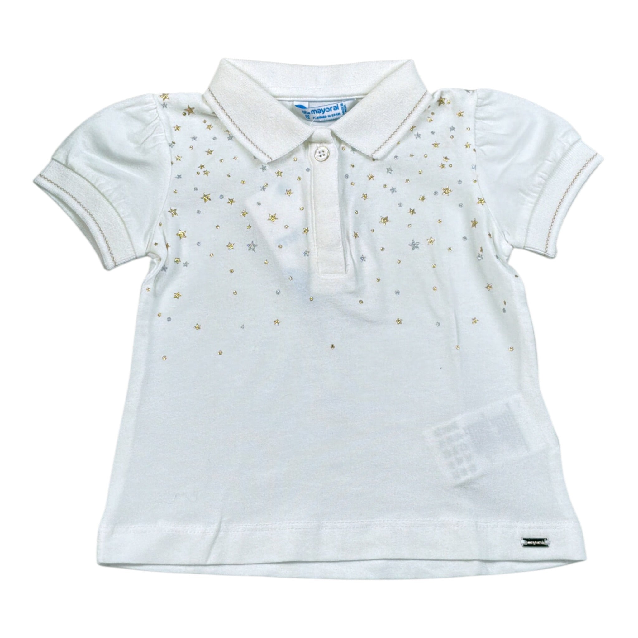 Mayoral Polo tinta unita con Stampa Bianco per Neonata 1108 BIANCO MAYORAL 
