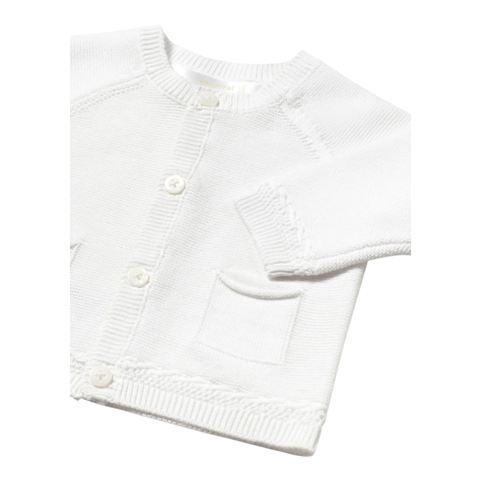 Mayoral Cardigan tinta unita con Bottoni Bianco per Neonato 1393 BIANCO MAYORAL 
