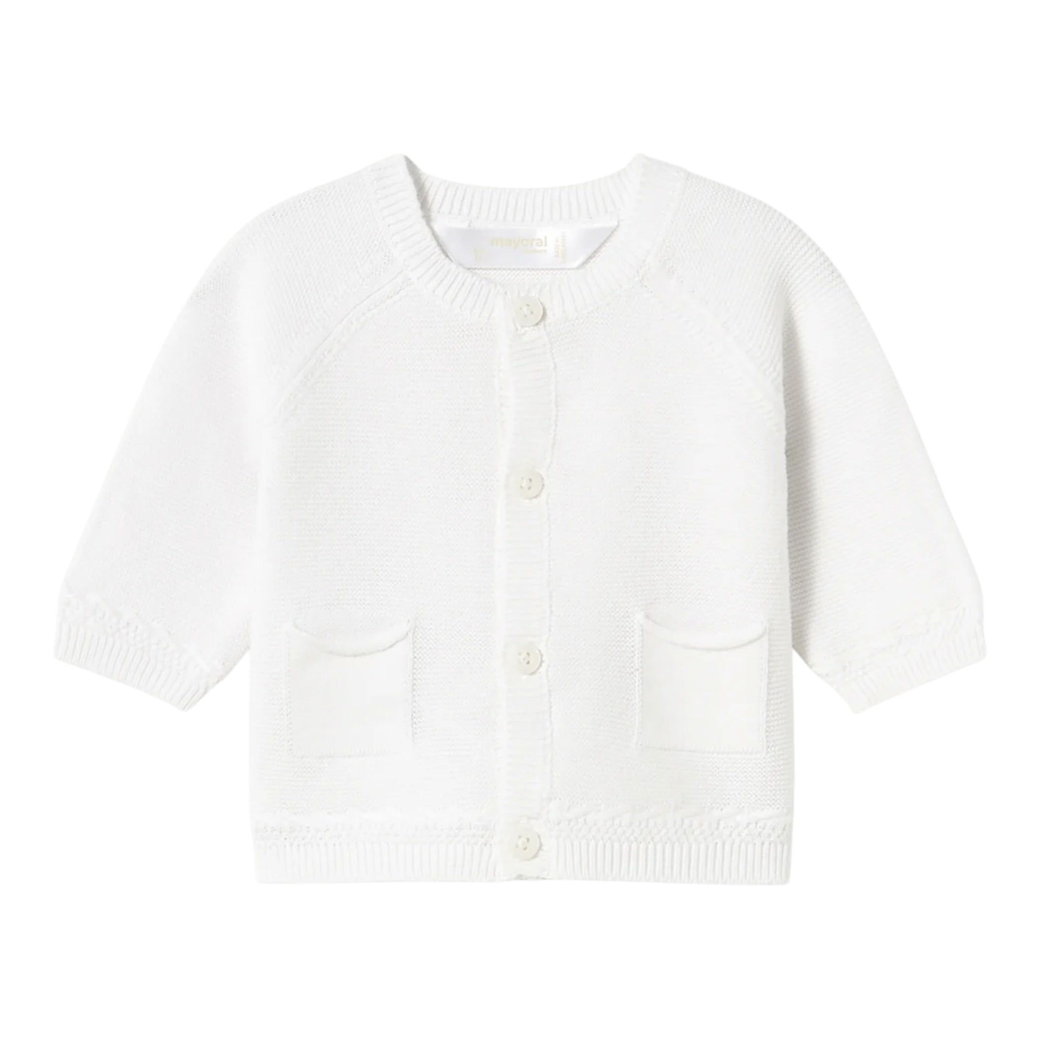 Mayoral Cardigan tinta unita con Bottoni Bianco per Neonato 1393 BIANCO MAYORAL 