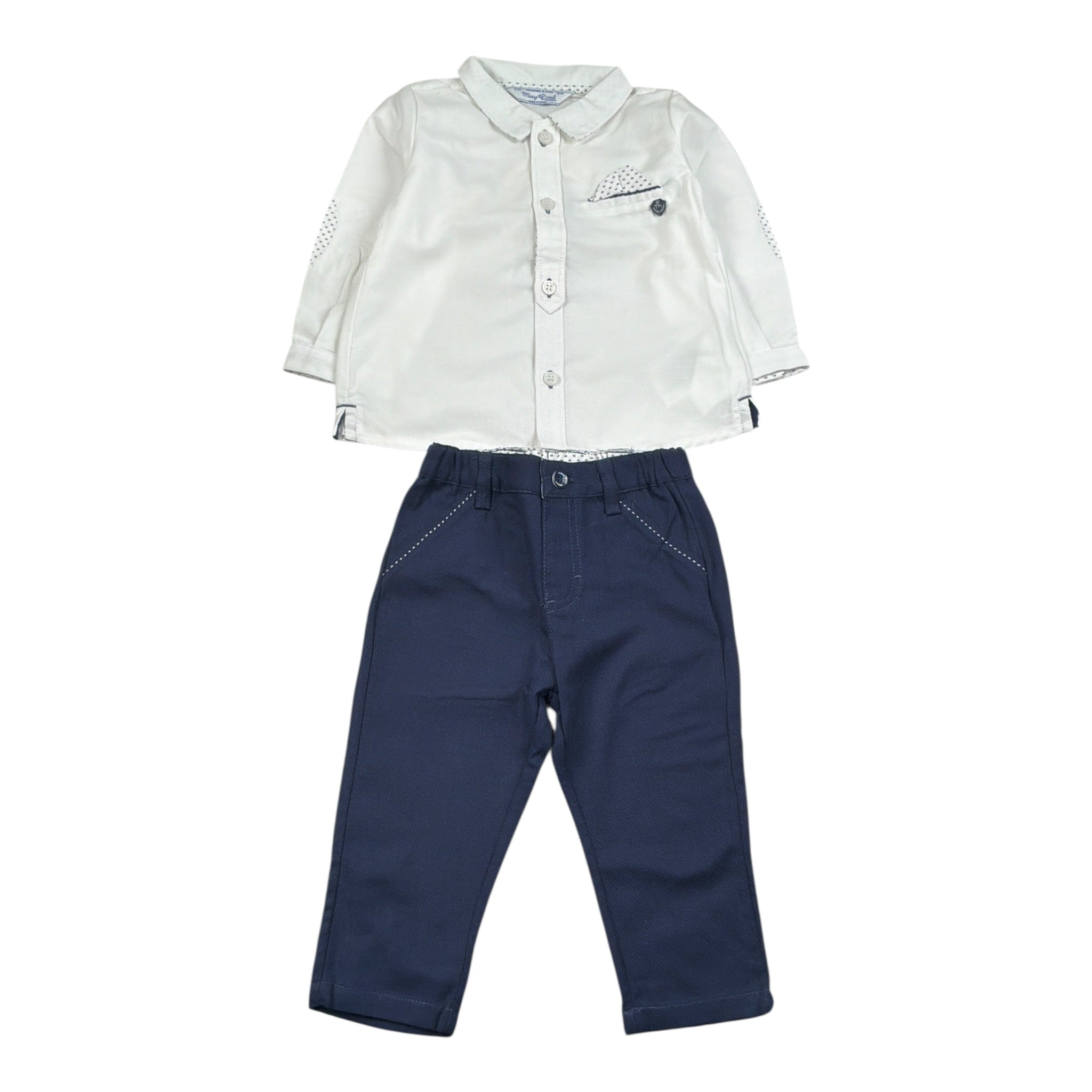 Mayoral Completo 2Pz Camicia-Pantalone Bicolore Bianco/Blu per Neonato 1521 BIANCO/BLU MAYORAL 