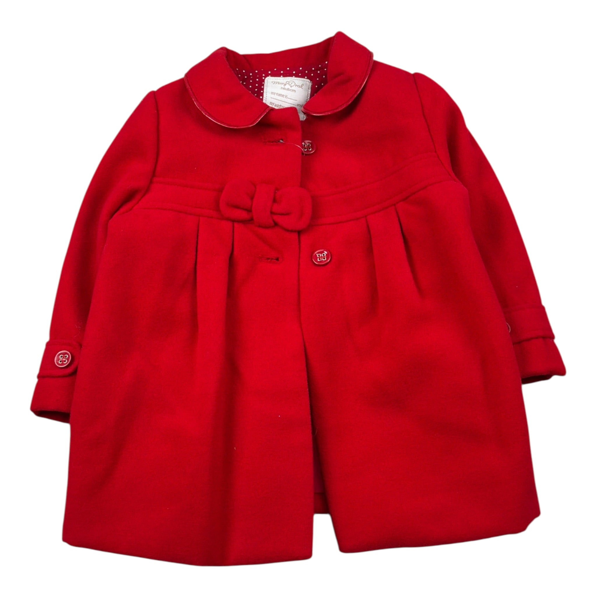 Mayoral Cappotto tinta unita Rosso per Neonata 2411 ROSSO MAYORAL 