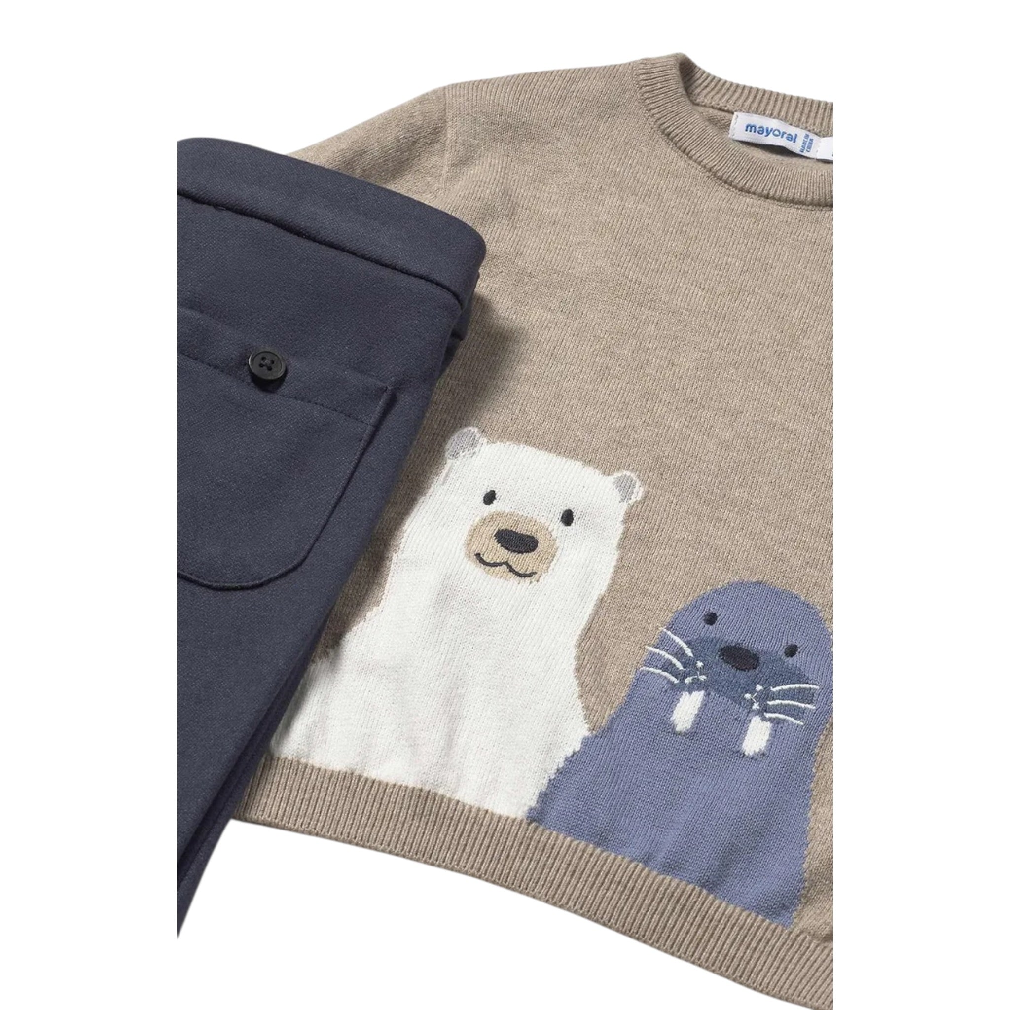 Mayoral Completo 2Pz Maglia-Pantalone Beige/Blu per Neonato 2515 BEIGE/BLU MAYORAL 