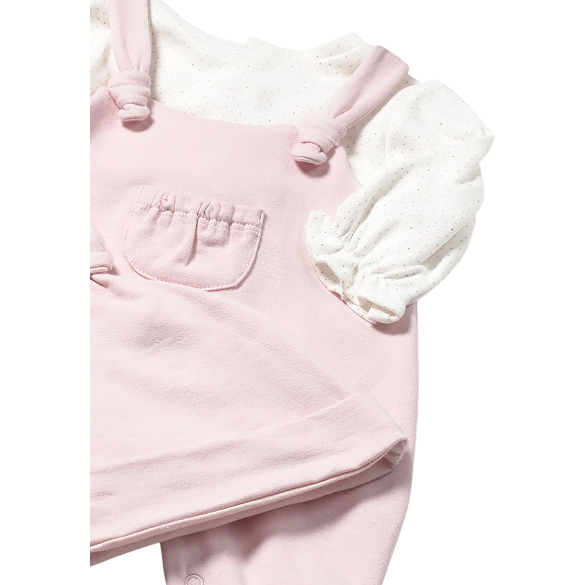Mayoral Completo 3Pz Salopette-Shirt Bicolore con Pois-Cappello Bianco/Rosa per Neonata 2602 BIANCO/ROSA MAYORAL 