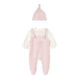 Mayoral Completo 3Pz Salopette-Shirt Bicolore con Pois-Cappello Bianco/Rosa per Neonata 2602 BIANCO/ROSA MAYORAL 