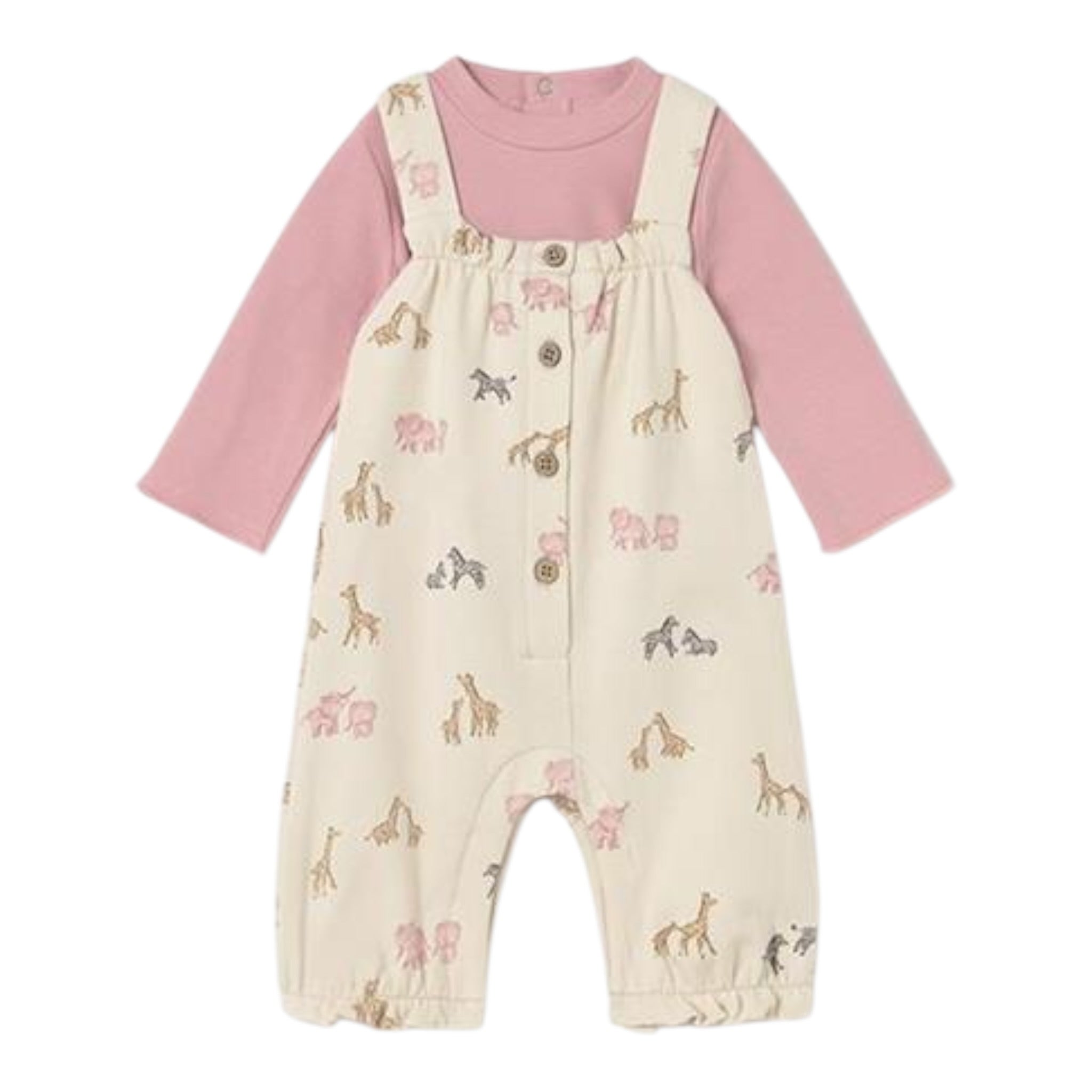 Mayoral Completo 2Pz Salopette-Shirt Rosa per Neonata 26066 ROSA MAYORAL 