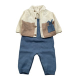 Mayoral Completo 3 Pezzi Cardigan-Salopette-Shirt Azzurro per Neonato 2617X AZZURRO MAYORAL 