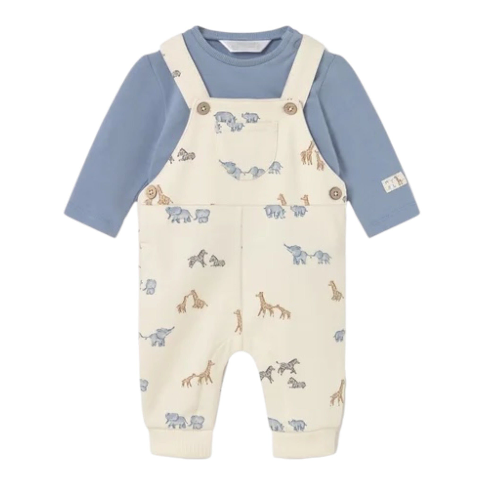 Mayoral Completo 2Pz Salopette-Shirt Beige per Neonato 2618 BEIGE MAYORAL 