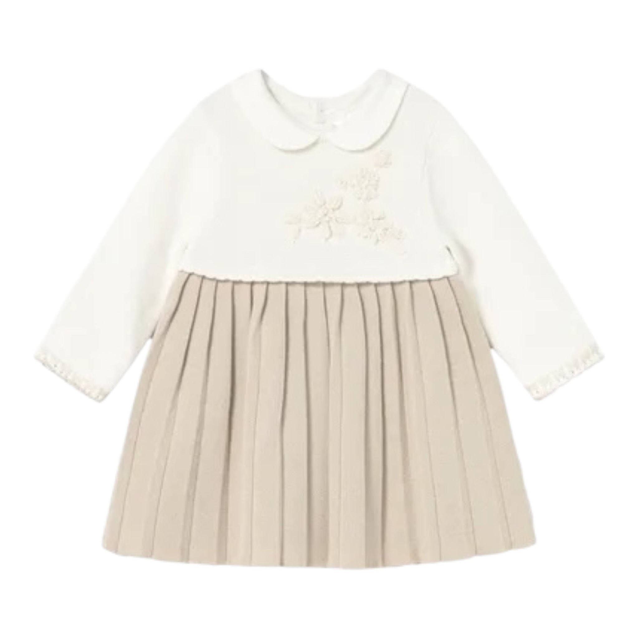 Mayoral Abito Bicolore con Stampa Panna/Beige per Neonata 2804 PANNA/BEIGE MAYORAL 
