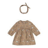 Mayoral Abito Set con Fascia tinta unita con Stampa Marrone per Neonata 2825 MARRONE MAYORAL 