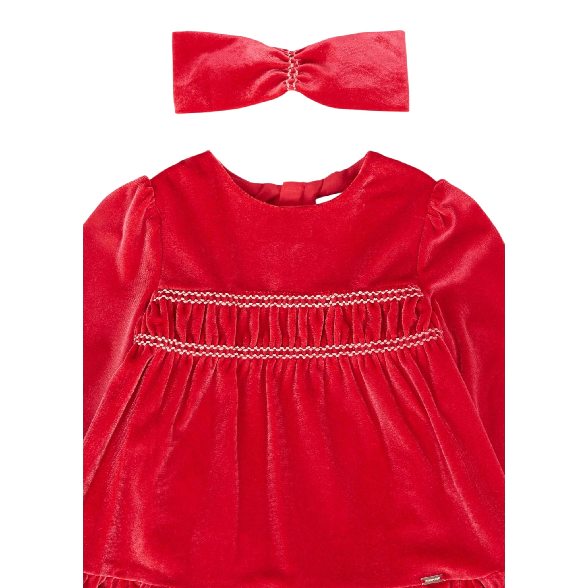 Mayoral Abito tinta unita Set con Fascia Rosso per Neonata 2904 ROSSO MAYORAL 