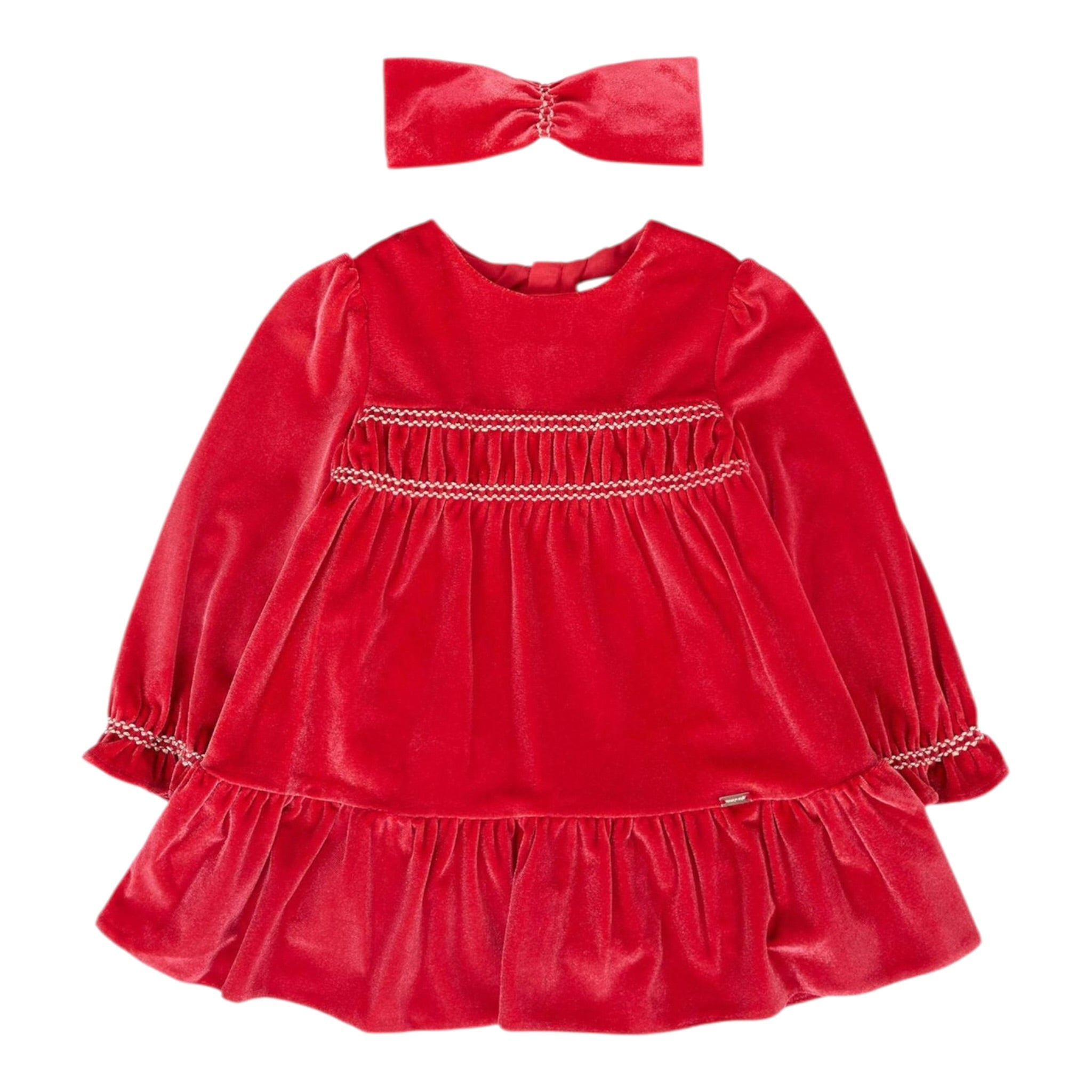 Mayoral Abito tinta unita Set con Fascia Rosso per Neonata 2904 ROSSO MAYORAL 