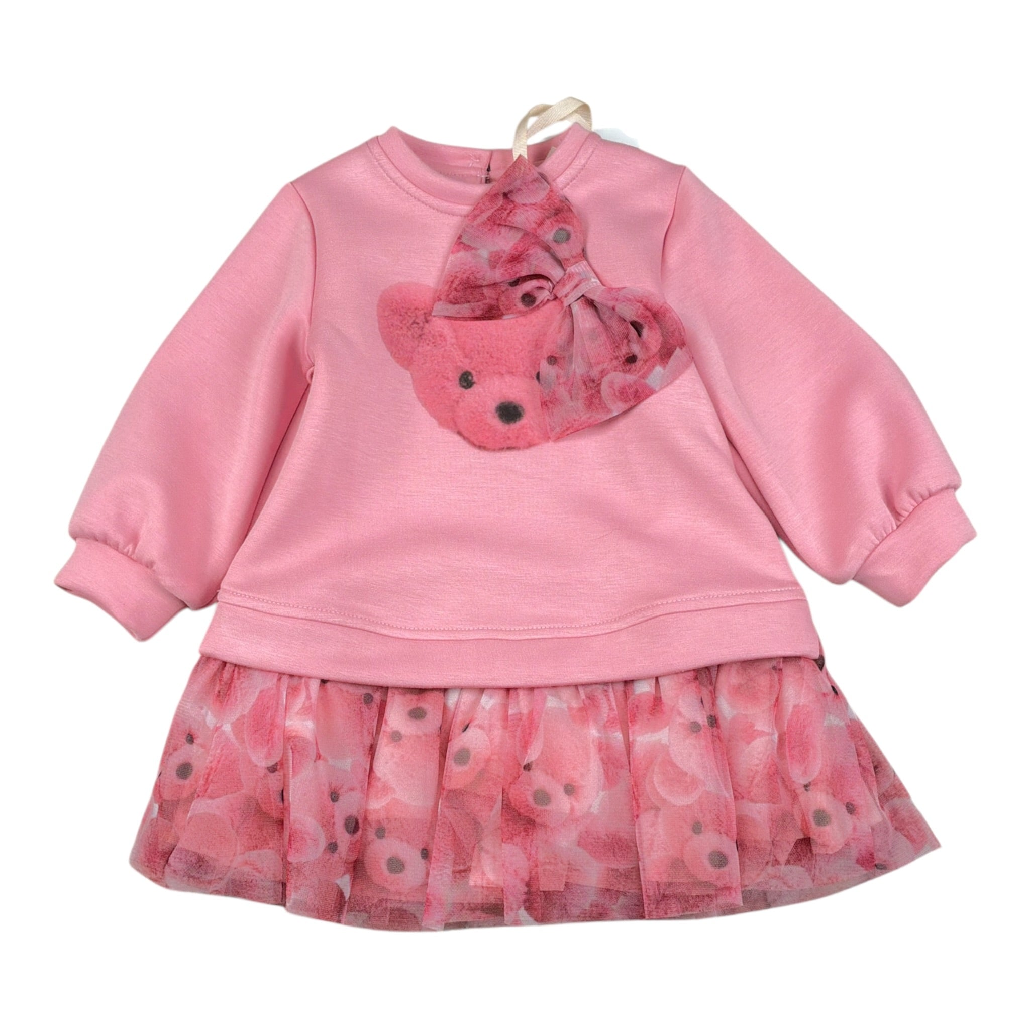 Meilisa Bai Abito tinta unita con Tulle E Stampa Rosa per Neonata FFL6691 ROSA MEILISA BAI 