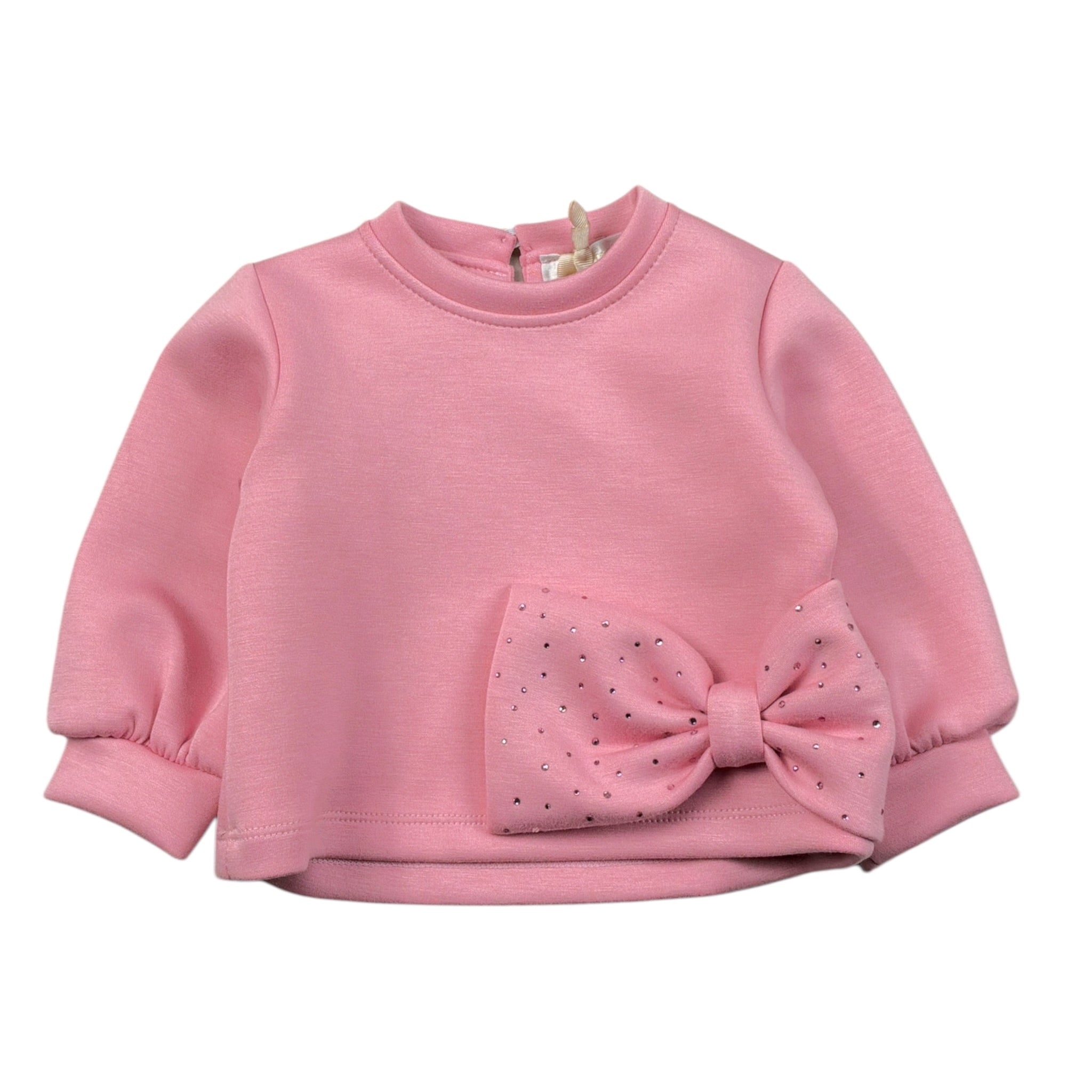Meilisa Bai Felpa tinta unita con Applicazione Rosa per Neonata FFL6693 ROSA MEILISA BAI 