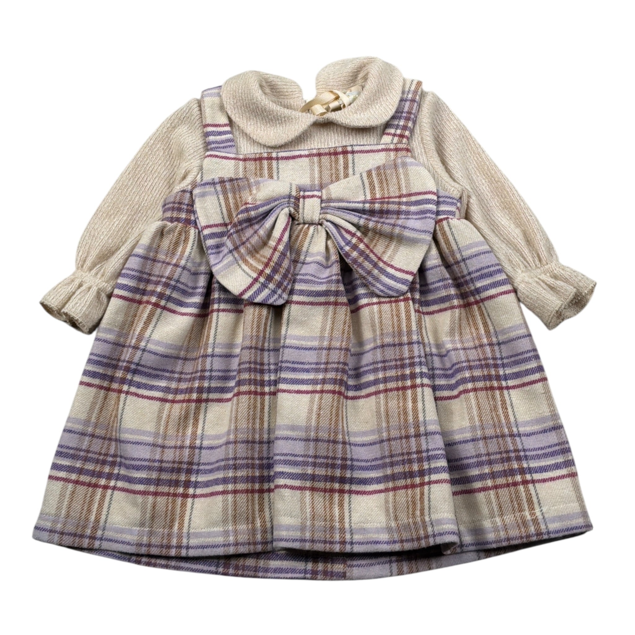 Meilisa Bai Abito Manica Lunga Stampa Fantasia Beige per Neonata FL5967 BEIGE MEILISA BAI 