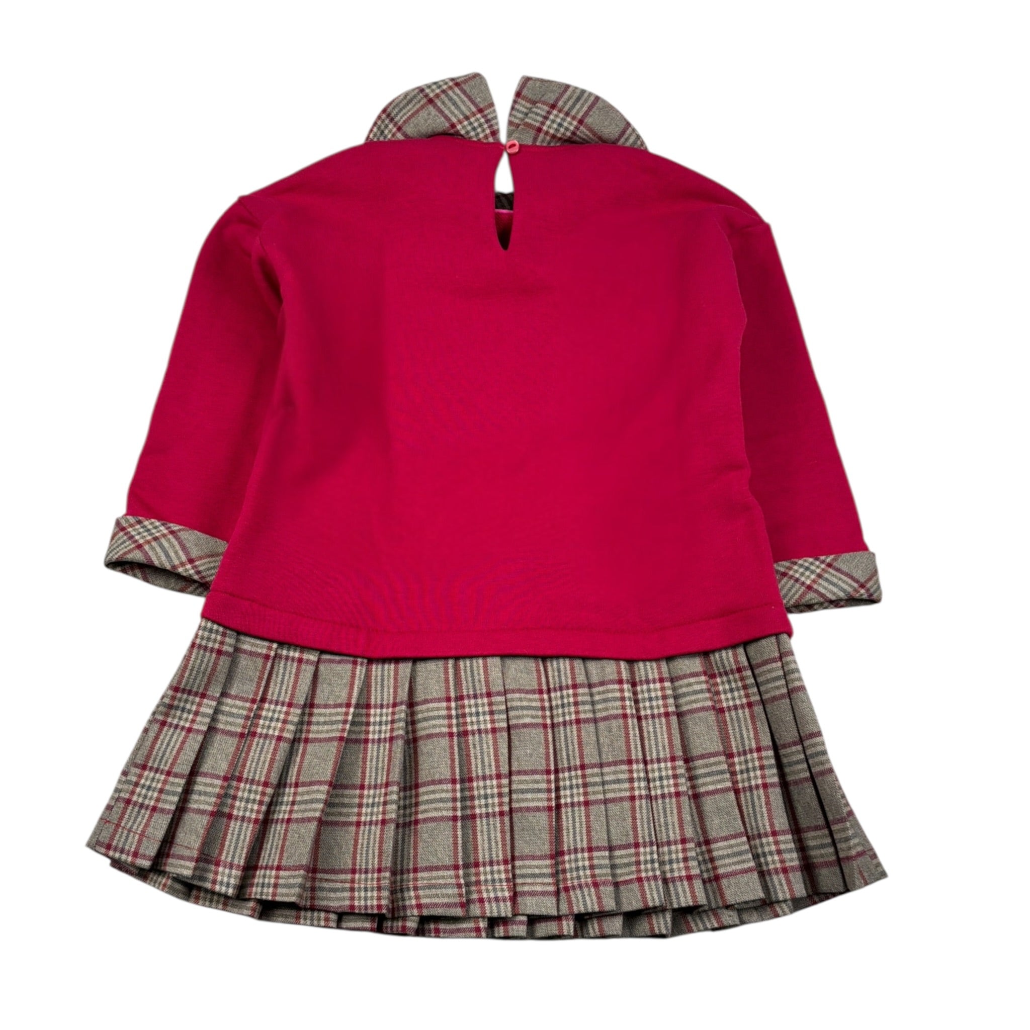 Meilisa Bai Abito tinta unita con Fantasia A Quadri Magenta per Bambina FL6582 MAGENTA MEILISA BAI 