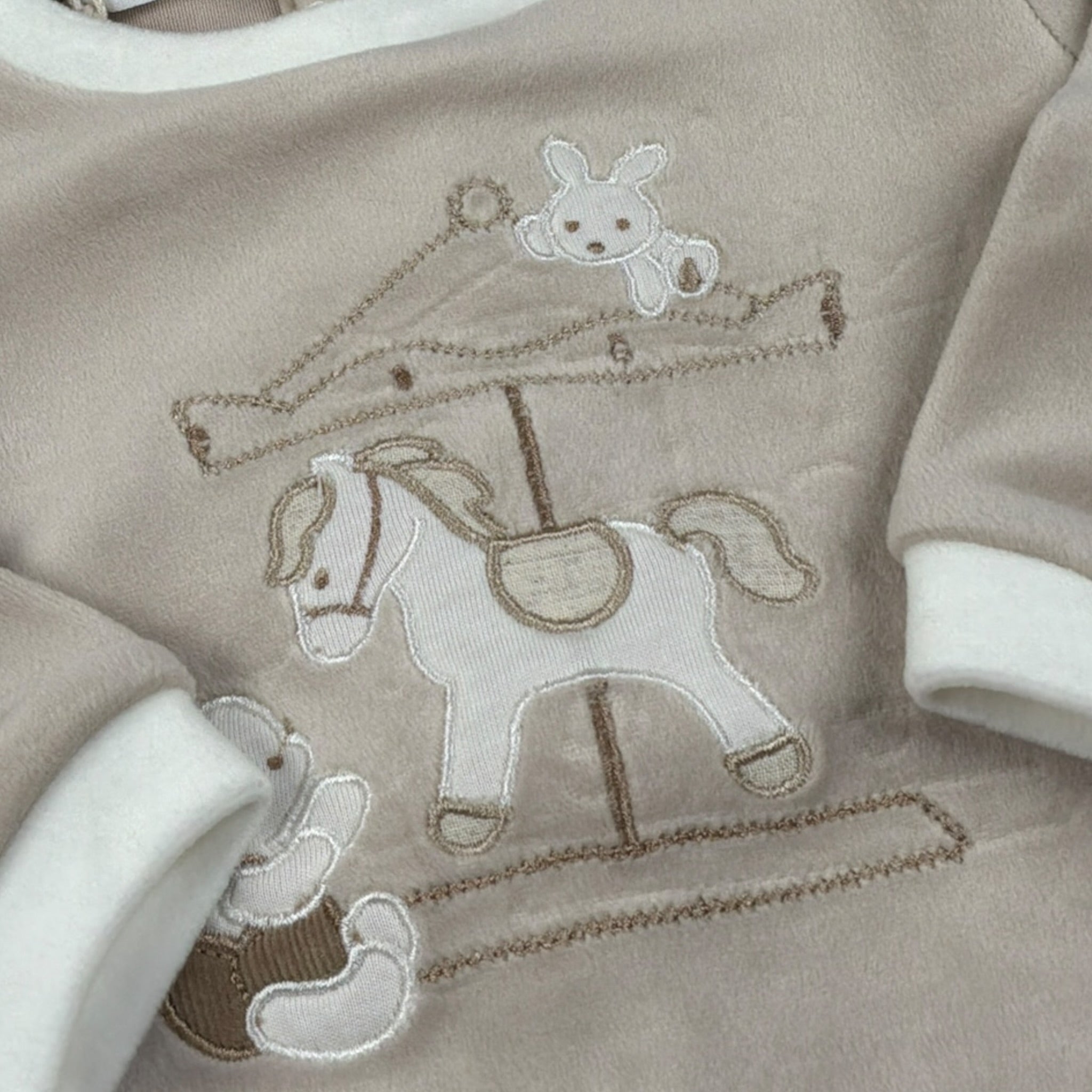 Melby Tutina tinta unita In Velluto con Stampa Beige per Neonato 25N0180 BEIGE MELBY 