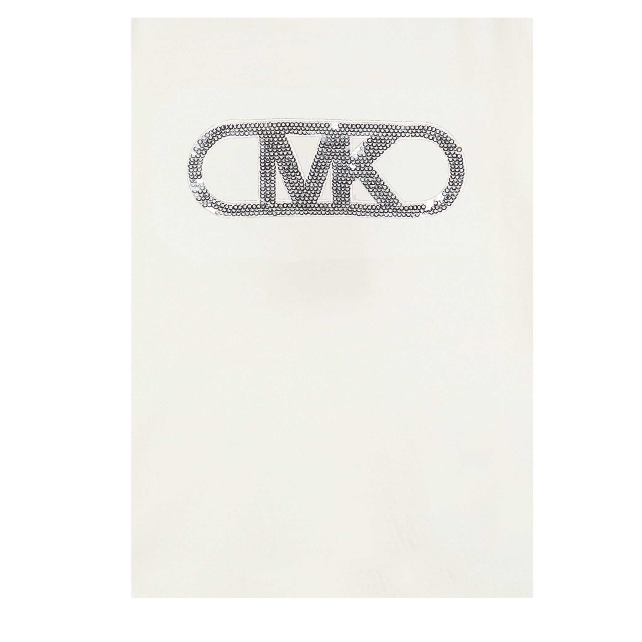 Michael Kors Shirt Girocollo tinta unita con Logo Paillettato Panna per Bambina R30145 PANNA MICHAEL KORS 