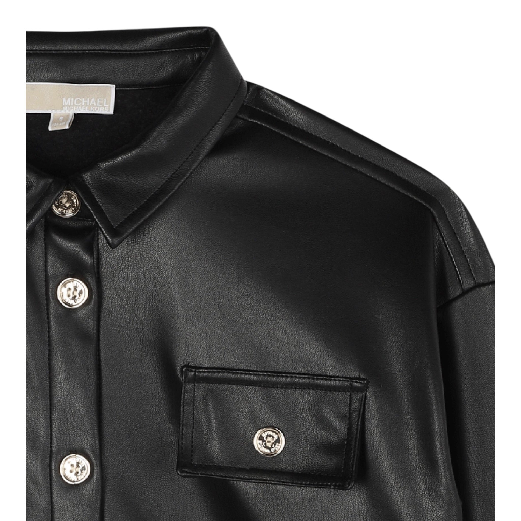 Michael Kors Camicia Manica Lunga In Ecopelle Nero per Bambina R30437 NERO MICHAEL KORS 