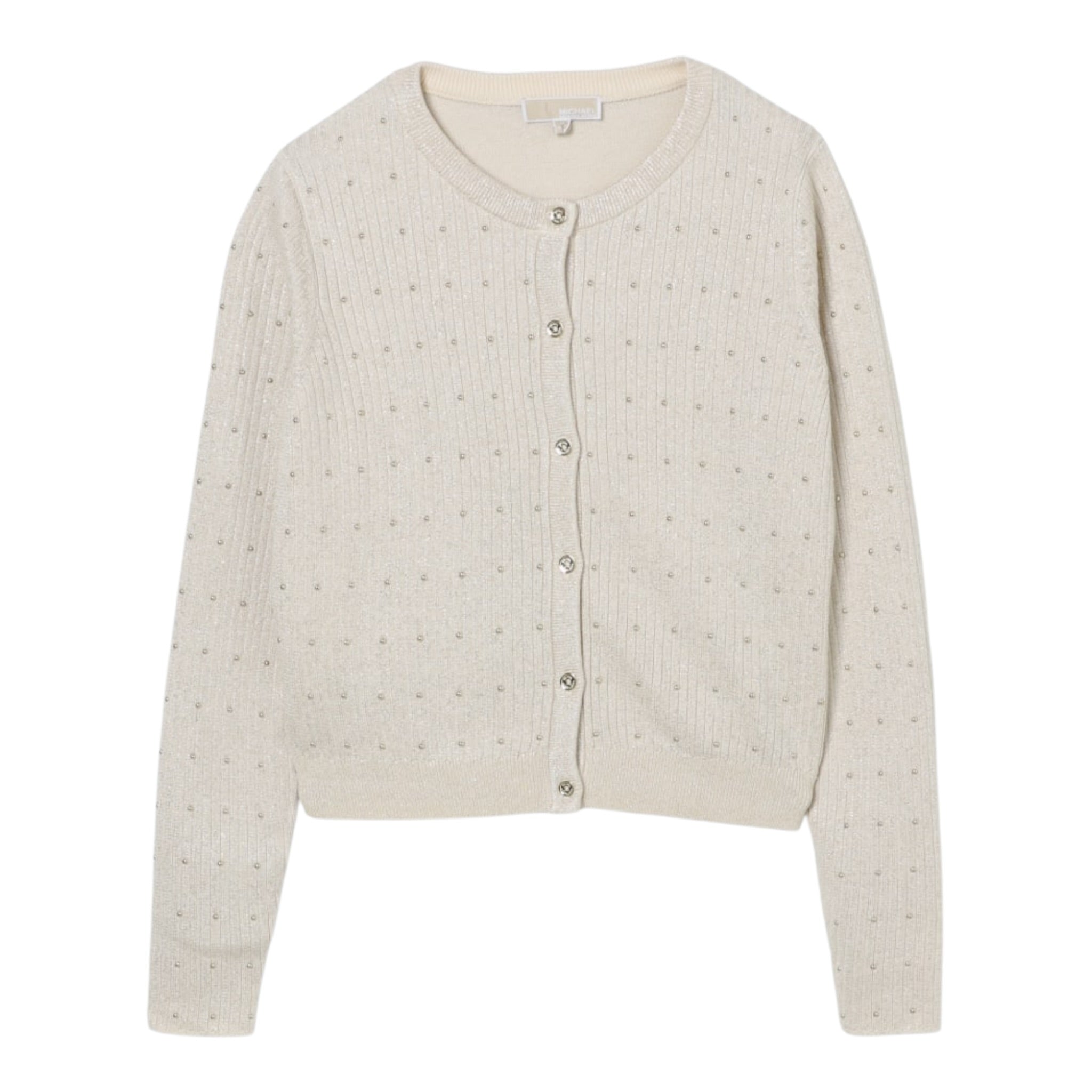 Michael Kors Cardigan tinta unita con Applicazioni Beige per Bambina R30466 BEIGE MICHAEL KORS 