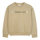 Michael Kors Felpa Chiusa Girocollo tinta unita con Logo Beige per Bambina R304699X BEIGE MICHAEL KORS 