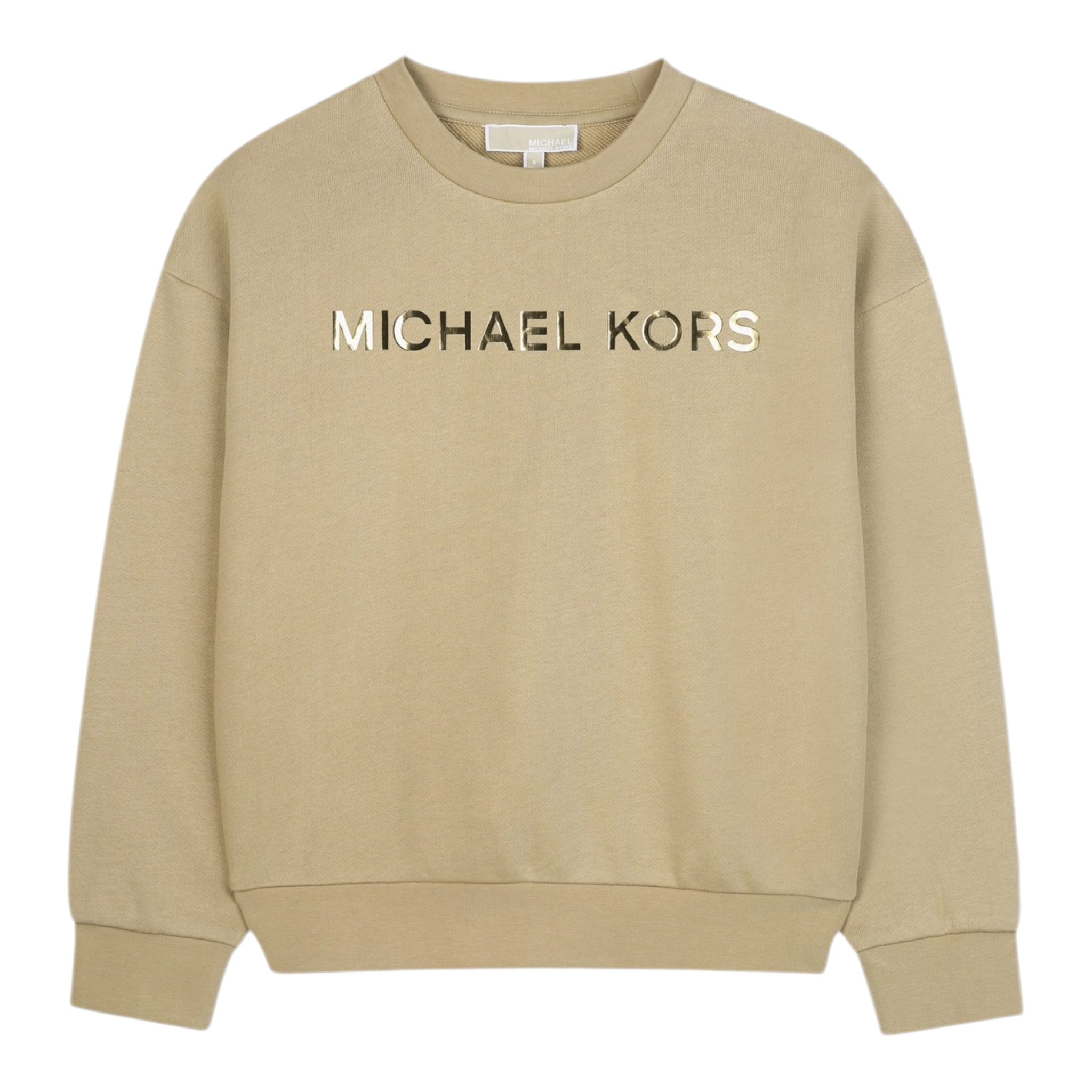 Michael Kors Felpa Chiusa Girocollo tinta unita con Logo Beige per Bambina R304699X BEIGE MICHAEL KORS 