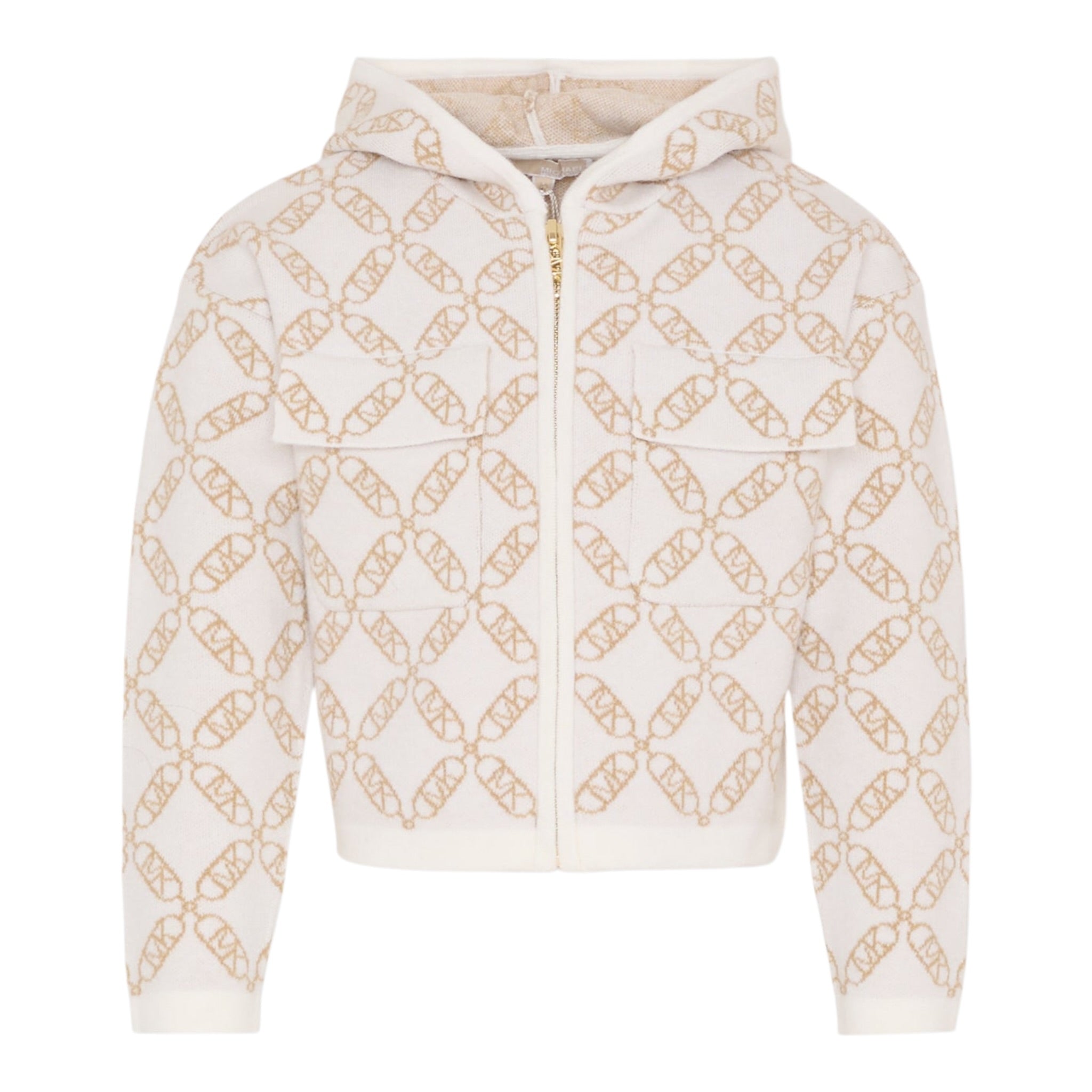 Michael Kors Felpa con Zip E Cappuccio tinta unita Panna per Bambina R30470X PANNA MICHAEL KORS 