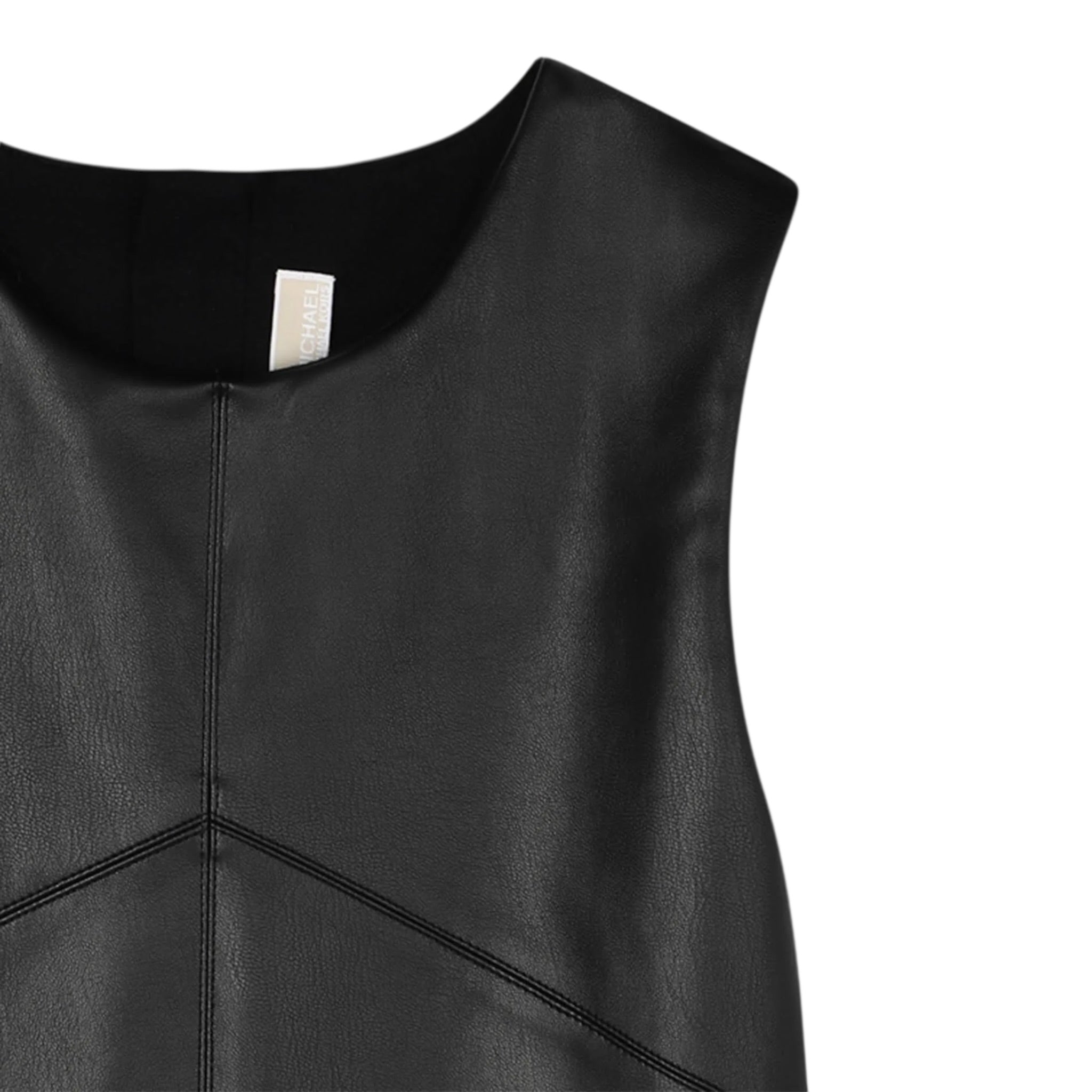 Michael Kors Abito Giromanica tinta unita In Ecopelle Nero per Bambina R30486 NERO MICHAEL KORS 