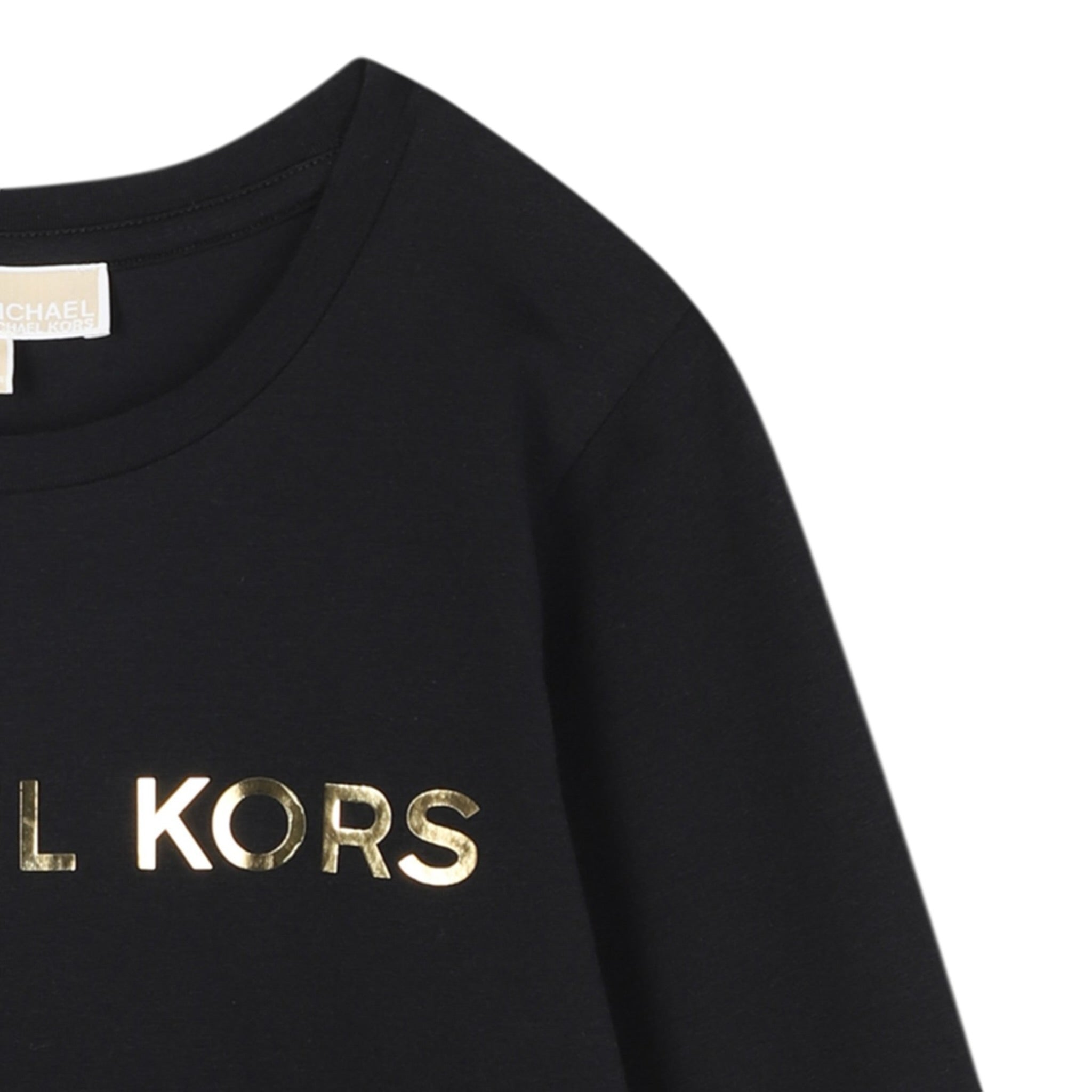 Michael Kors Shirt Girocollo tinta unita con Logo Nero per Neonata R30488 NERO MICHAEL KORS 