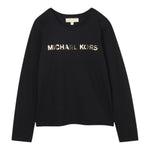 Michael Kors Shirt Girocollo tinta unita con Logo Nero per Neonata R30488 NERO MICHAEL KORS 
