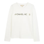 Michael Kors Shirt Girocollo tinta unita con Logo Panna per Neonata R30488 PANNA MICHAEL KORS 