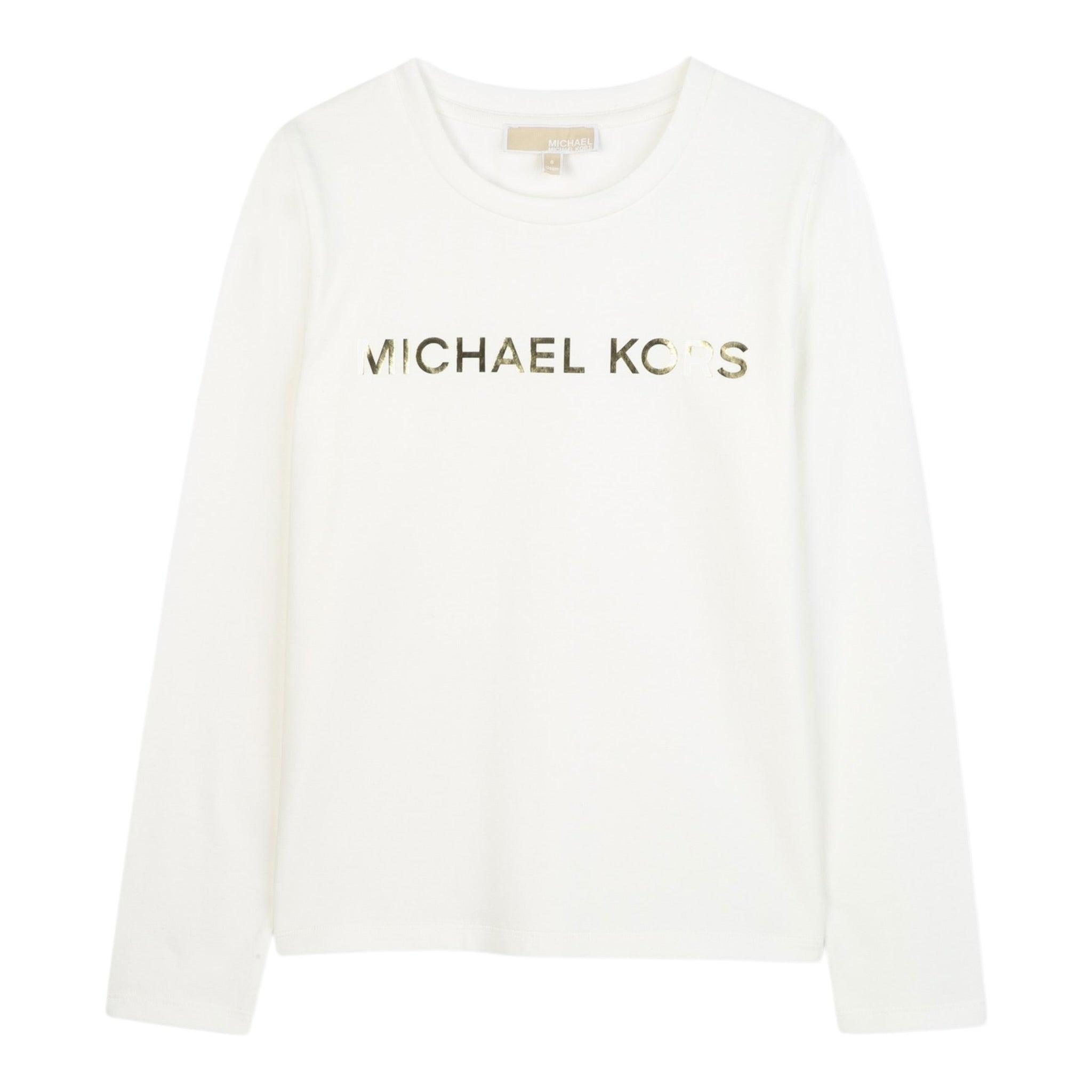 Michael Kors Shirt Girocollo tinta unita con Logo Panna per Neonata R30488 PANNA MICHAEL KORS 