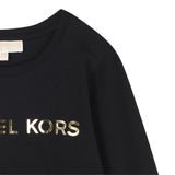 Michael Kors Shirt Girocollo tinta unita con Logo Nero per Neonata R30488X NERO MICHAEL KORS 