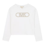 Michael Kors Shirt Girocollo tinta unita con Logo Bianco per Neonata R30495N BIANCO MICHAEL KORS 