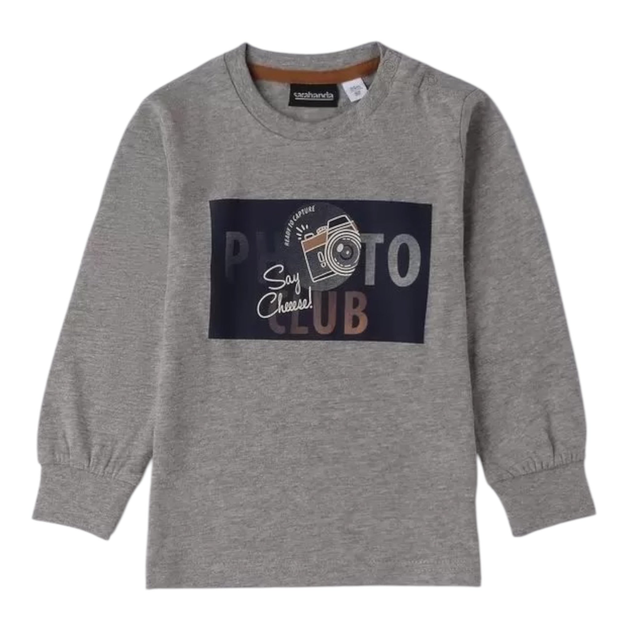 Sarabanda Shirt tinta unita con Stampa Grigio per Neonato 0F130 GRIGIO SARABANDA 