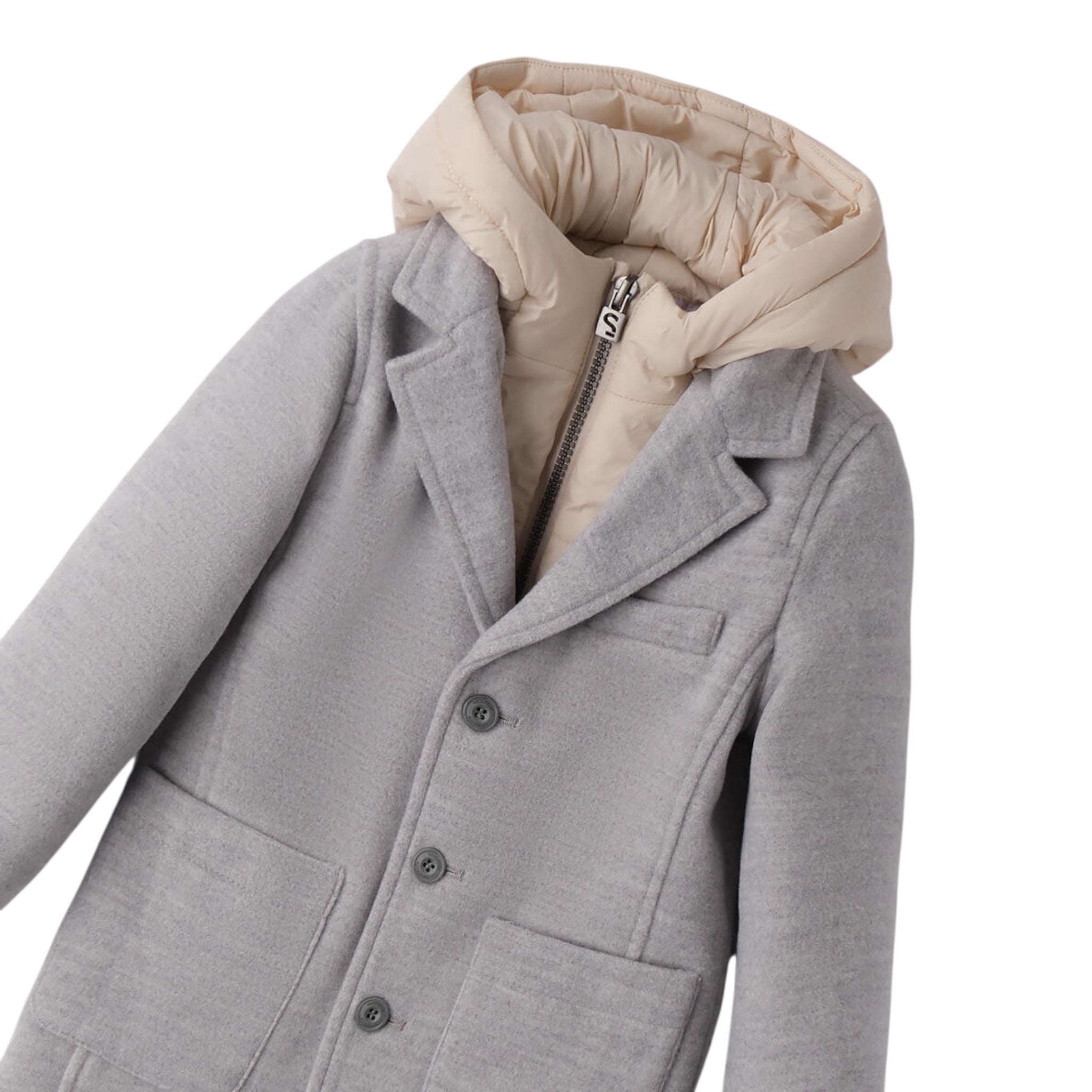 Mini Banda Cappotto Tinta Uita con Cappuccio Grigio per Neonato 0F181 GRIGIO MINI BANDA 