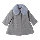 Mini Banda Cappotto tinta unita con Colletto Grigio per Bambina 0F380 GRIGIO MINI BANDA 