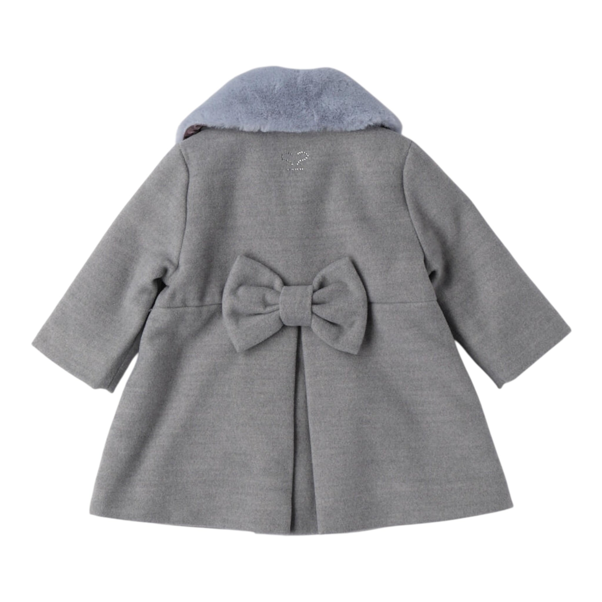 Mini Banda Cappotto tinta unita con Colletto Grigio per Bambina 0F380 GRIGIO MINI BANDA 