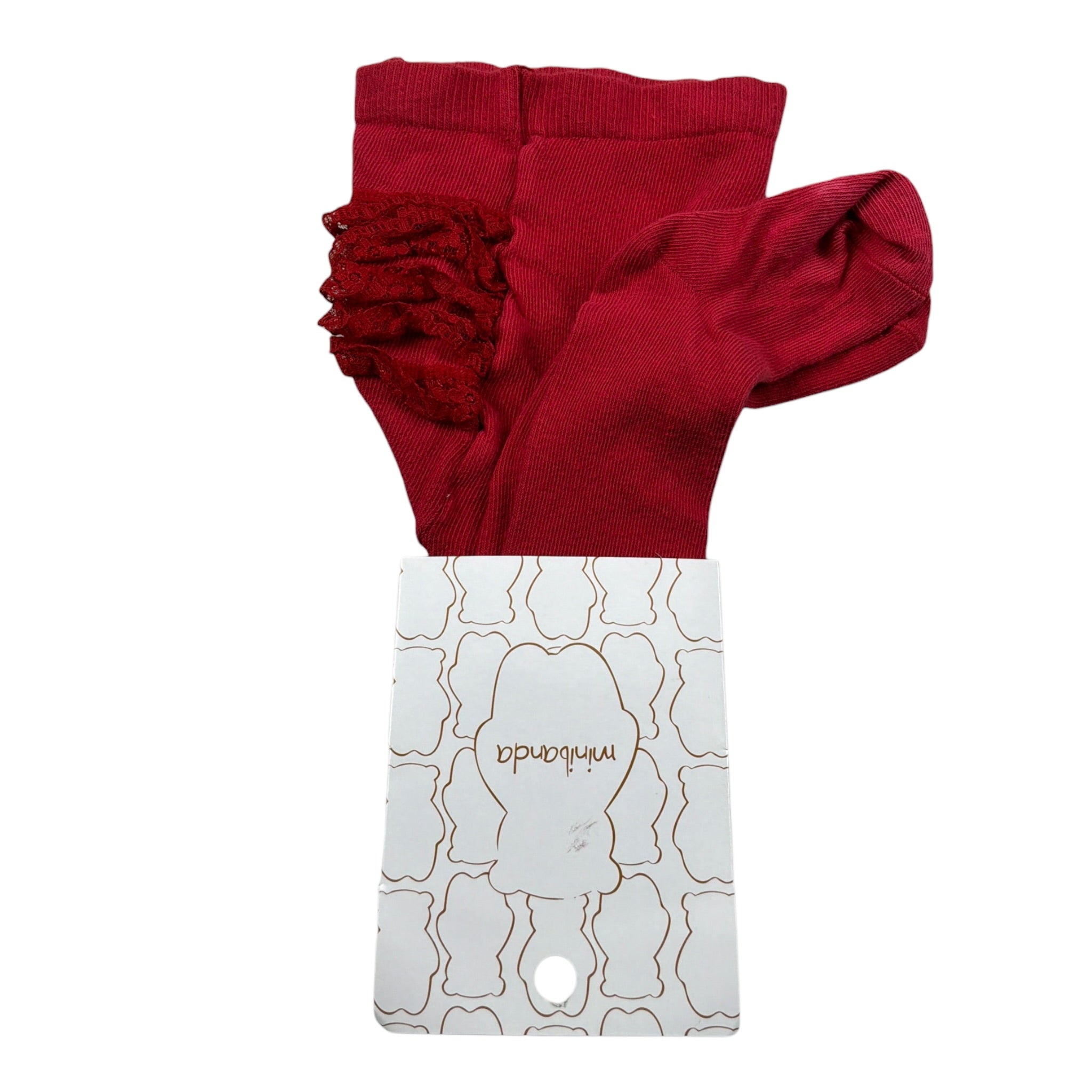 Mini Banda Calze tinta unita con Applicazione Rosso per Neonata 37346 ROSSO MINI BANDA 