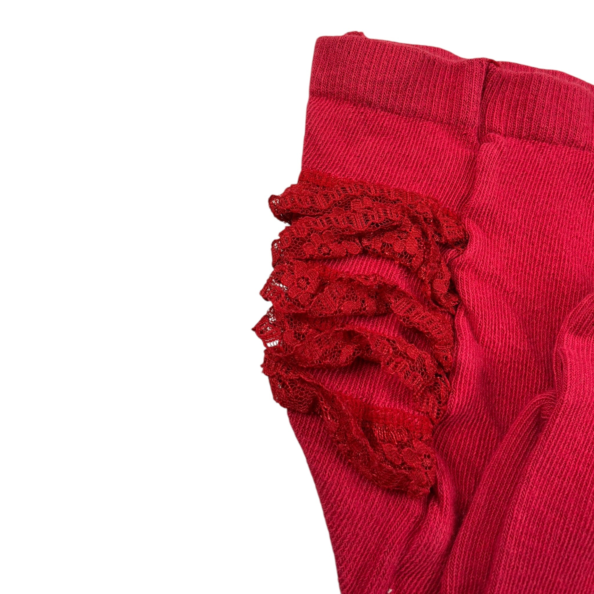 Mini Banda Calze tinta unita con Applicazione Rosso per Neonata 37346 ROSSO MINI BANDA 