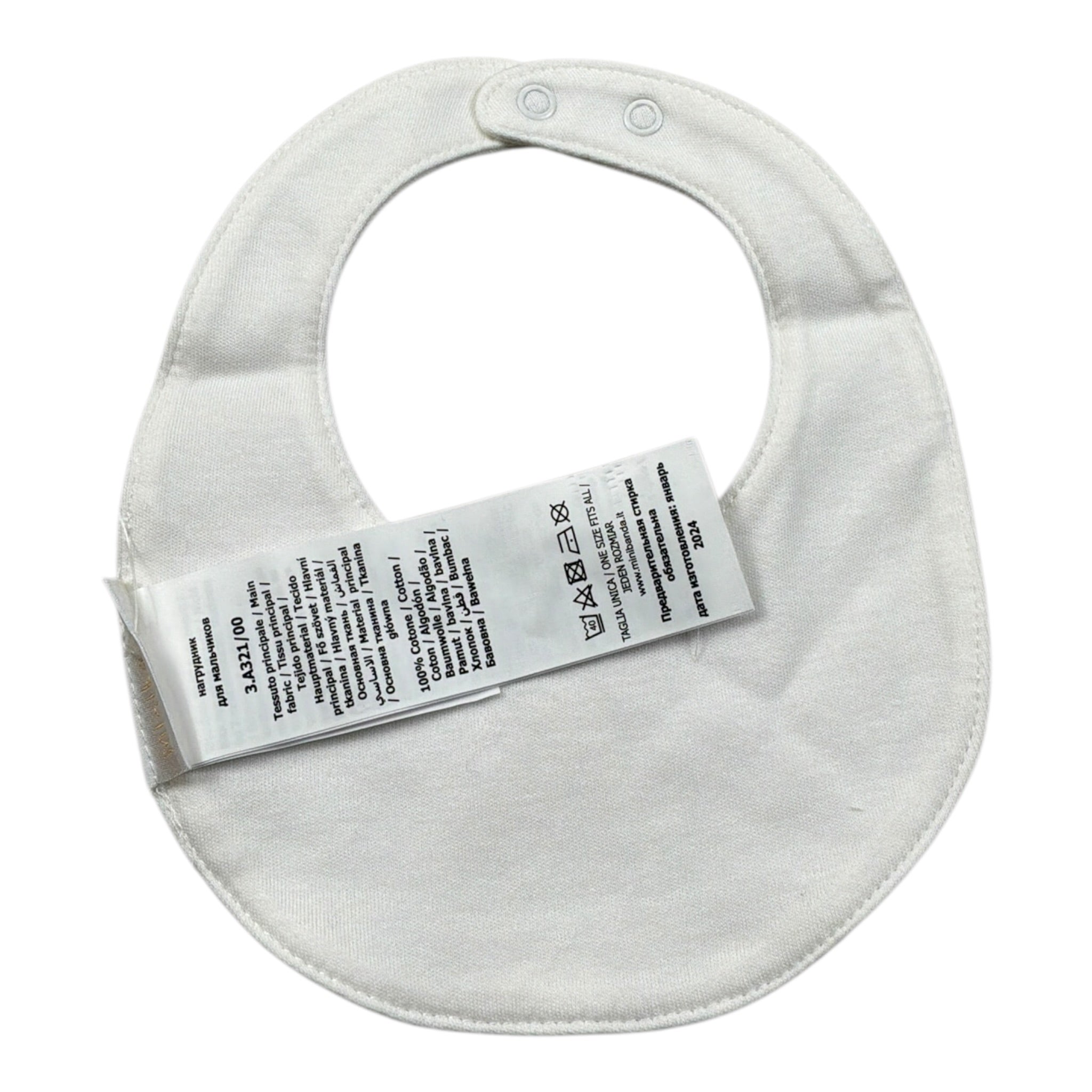 Mini Banda Bavetta tinta unita con Stampa Bianco per Neonato 3A321 BIANCO MINI BANDA 