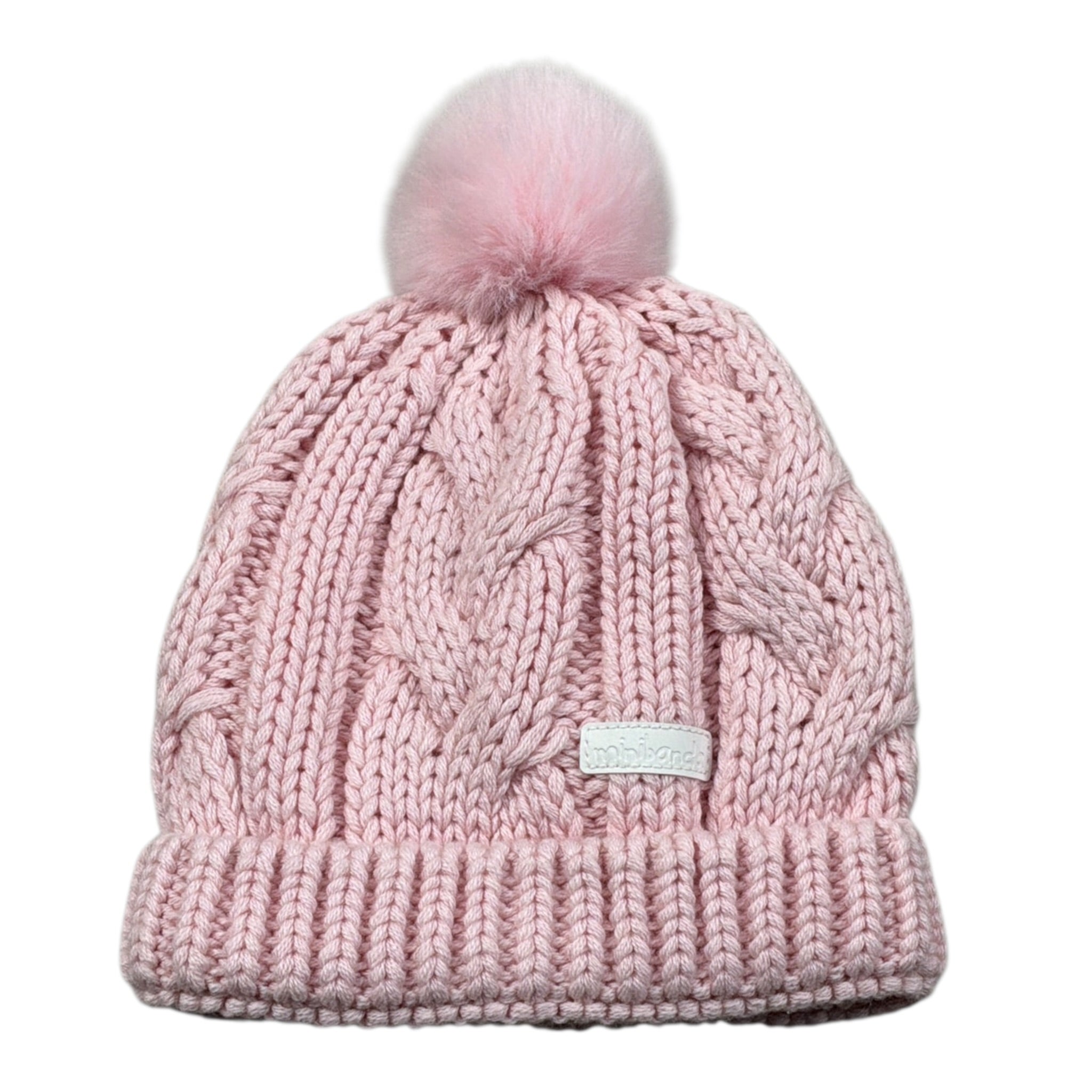 Mini Banda Cappello tinta unita con Pon Pon Rosa per Neonata 3F302 ROSA MINI BANDA 