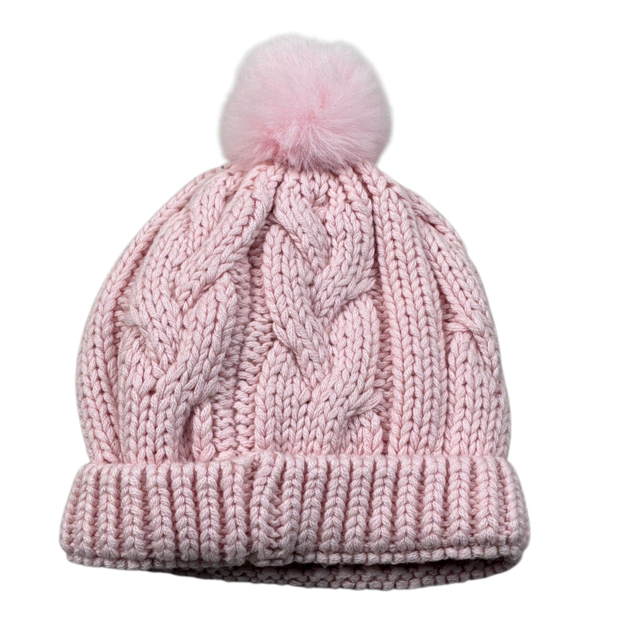 Mini Banda Cappello tinta unita con Pon Pon Rosa per Neonata 3F302 ROSA MINI BANDA 