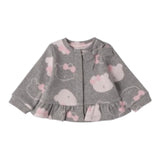 Mini Banda Cardigan tinta unita con Fantasia Grigio per Neonata 3F713 GRIGIO MINI BANDA 