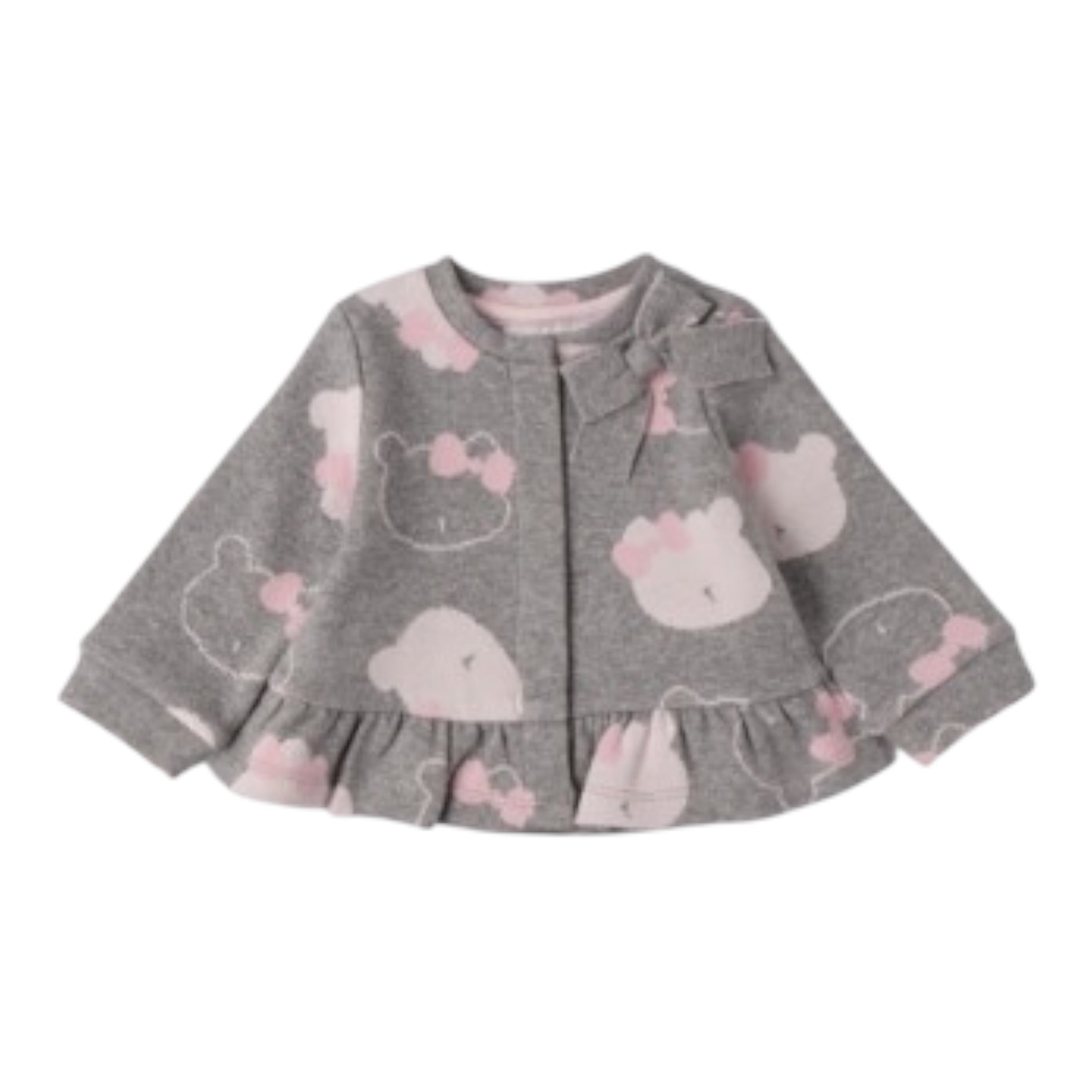 Mini Banda Cardigan tinta unita con Fantasia Grigio per Neonata 3F713 GRIGIO MINI BANDA 