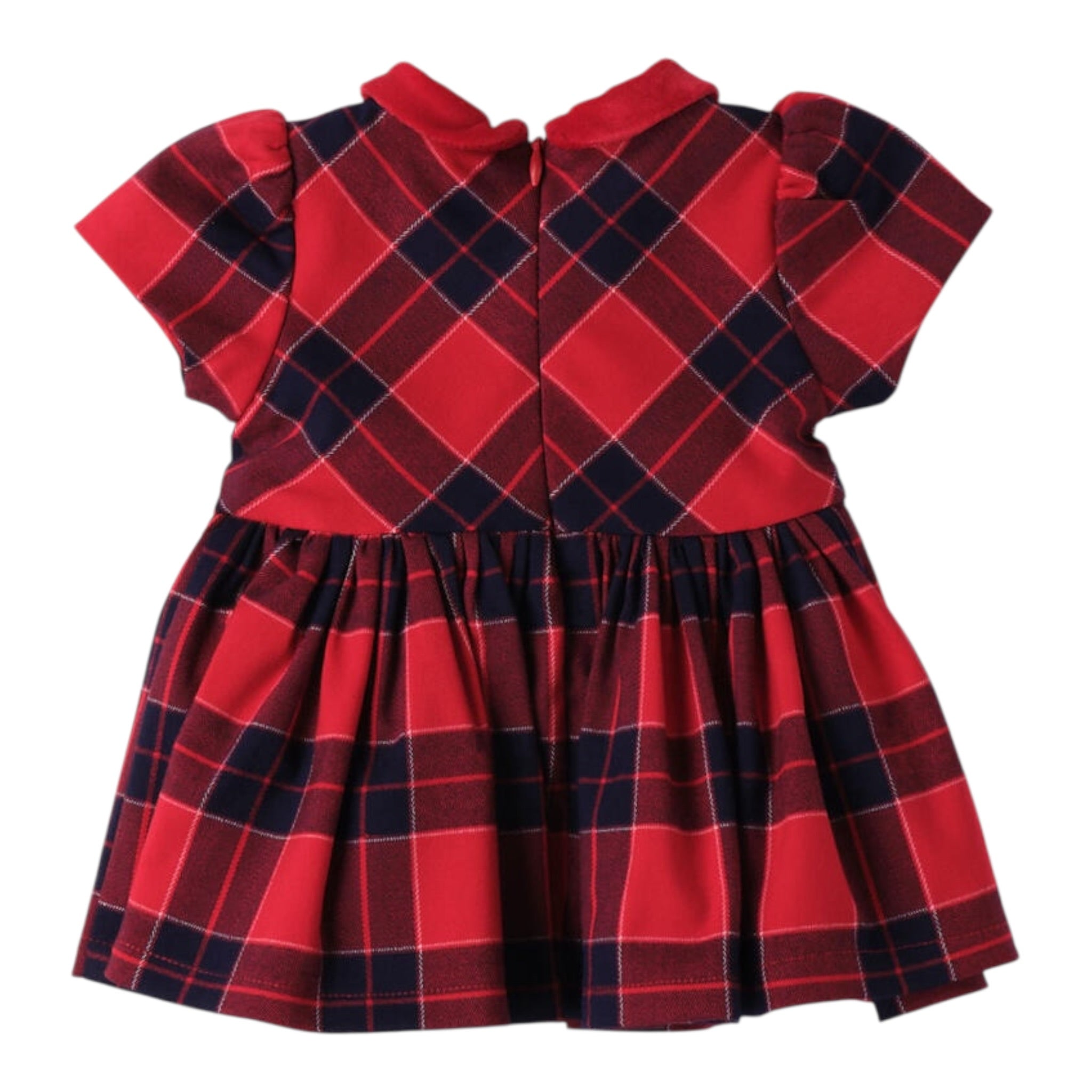 Mini Banda Abito Mezza Manica Fantasia Quadri Rosso per Neonata 3F725 ROSSO MINI BANDA 