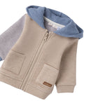 Mini Banda Felpa Bicolore con Zip E Cappuccio Beige per Neonato 5610 BEIGE MINI BANDA 